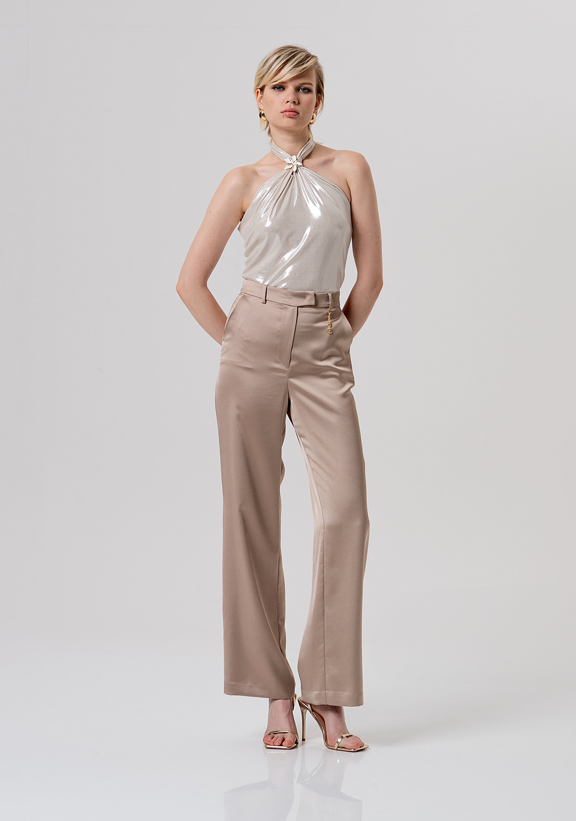 Palazzo pant flare made in satin Fracomina FQ26SV3005W47001-050