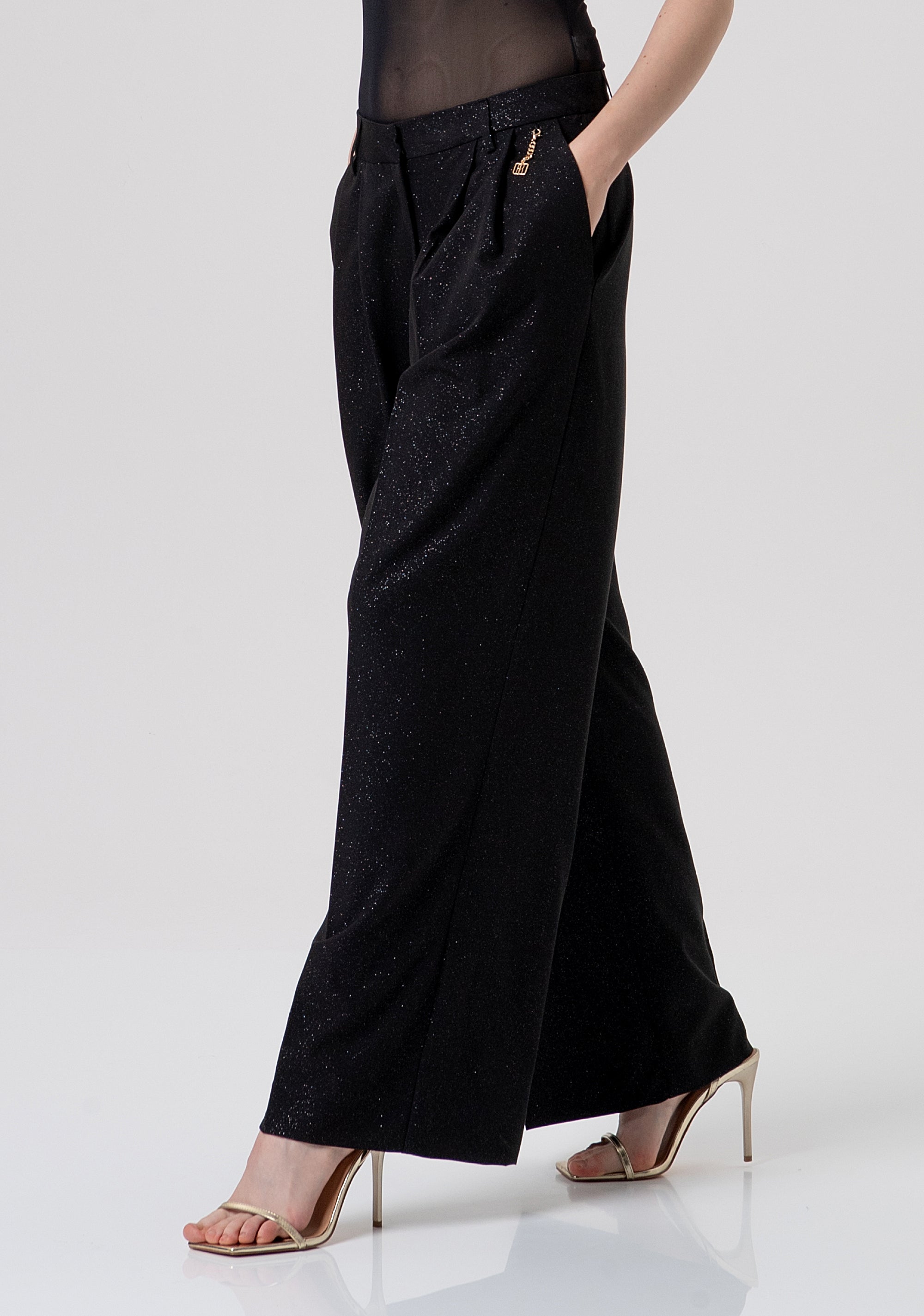 Palazzo pant flare made in glittered fabric Fracomina FQ26SV3006W45901-053-2