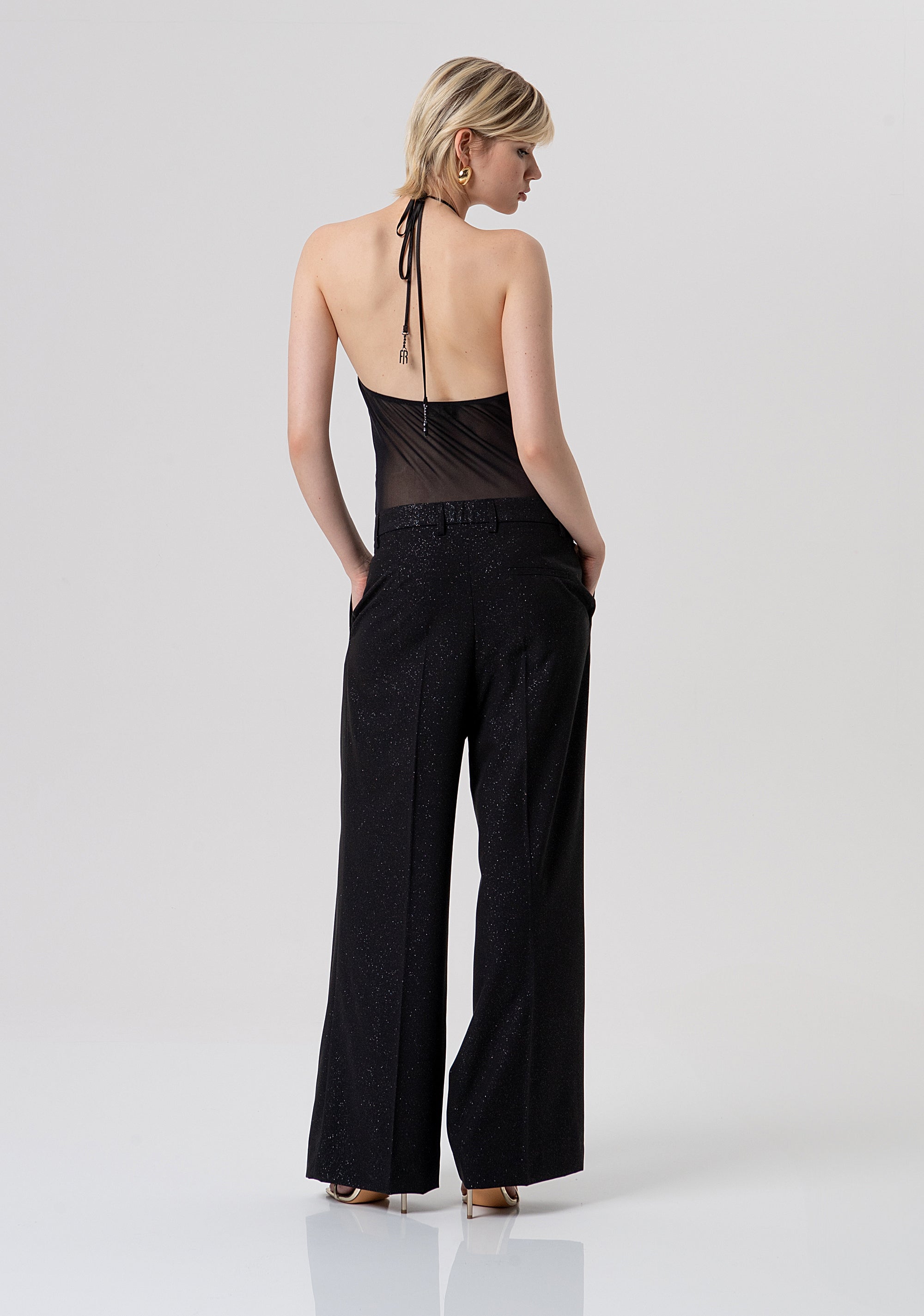Palazzo pant flare made in glittered fabric Fracomina FQ26SV3006W45901-053-3