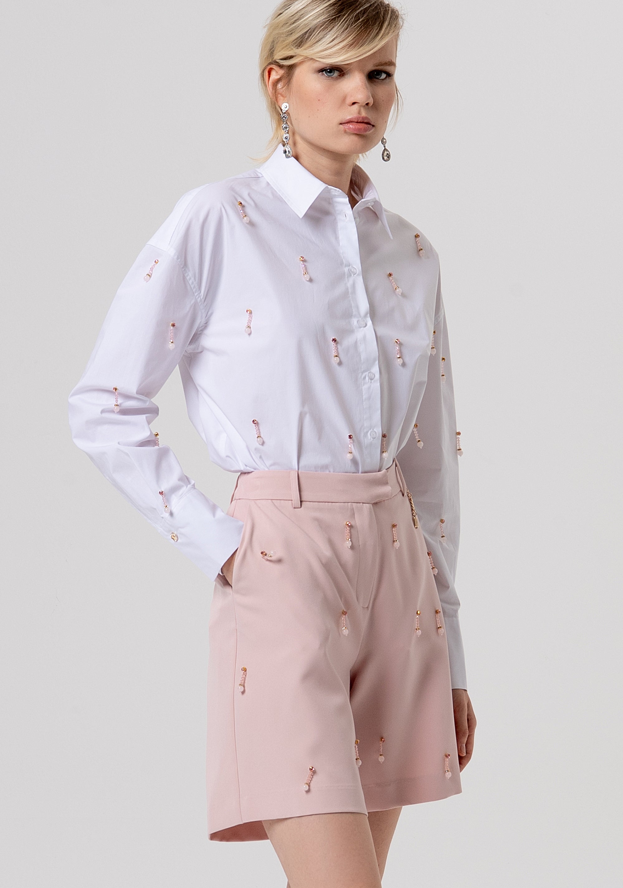 Bermuda regular fit made in fabric with jewel applications Fracomina FQ26SV6003W42901-444-2