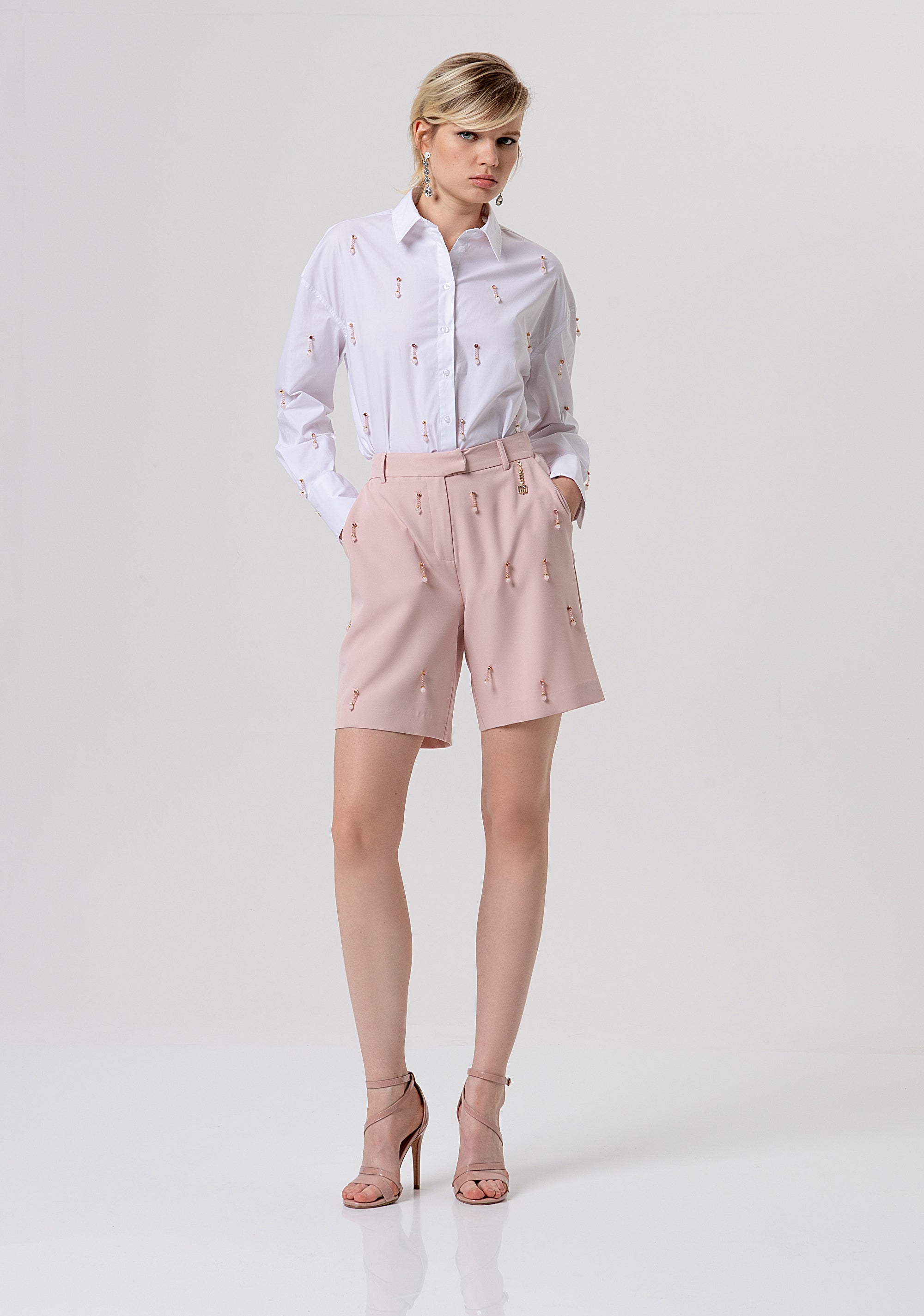 Bermuda regular fit made in fabric with jewel applications Fracomina FQ26SV6003W42901-444