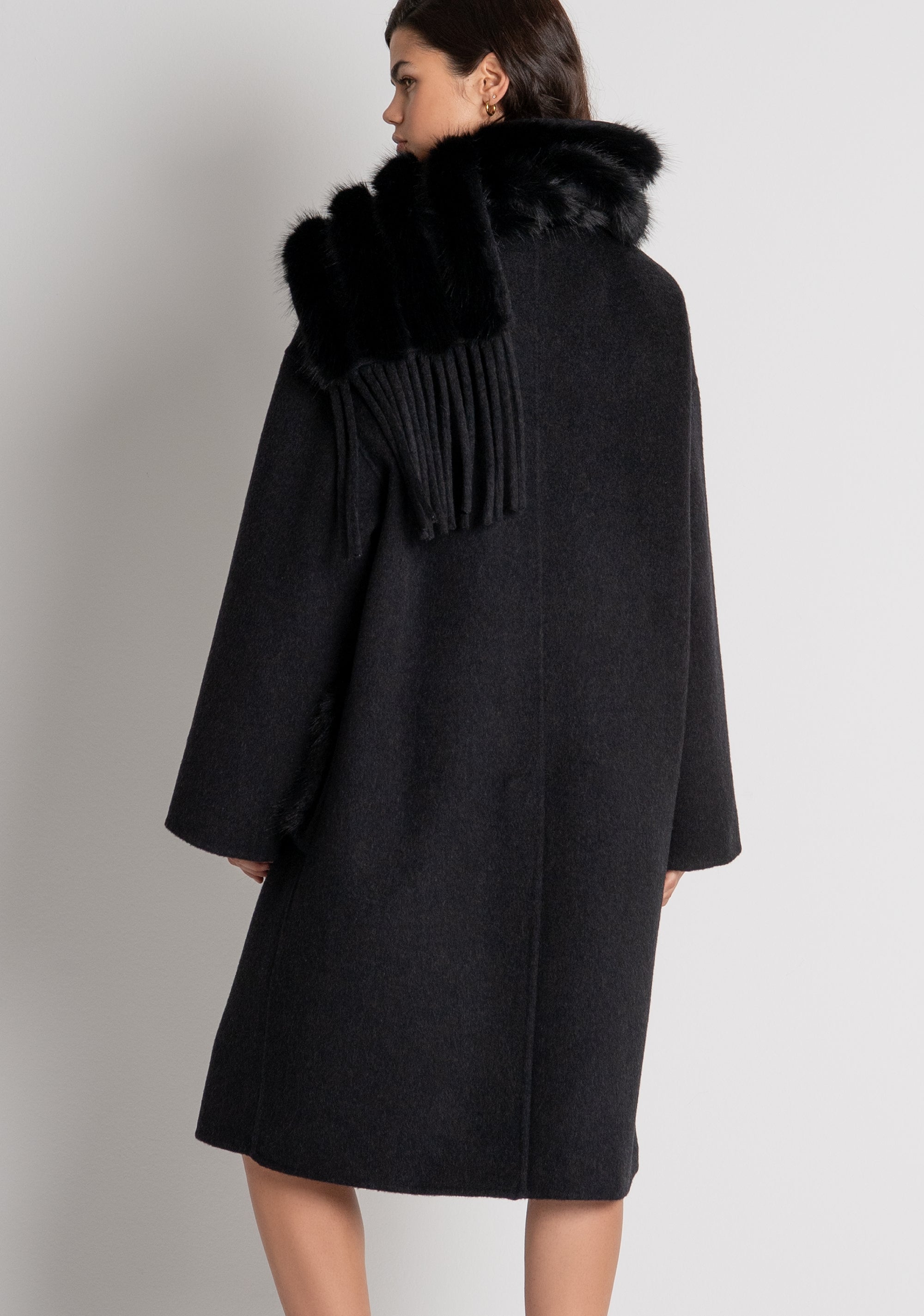 Long coat regular made in wool with fake fur details Fracomina FQ26WC1002W85601-053-3