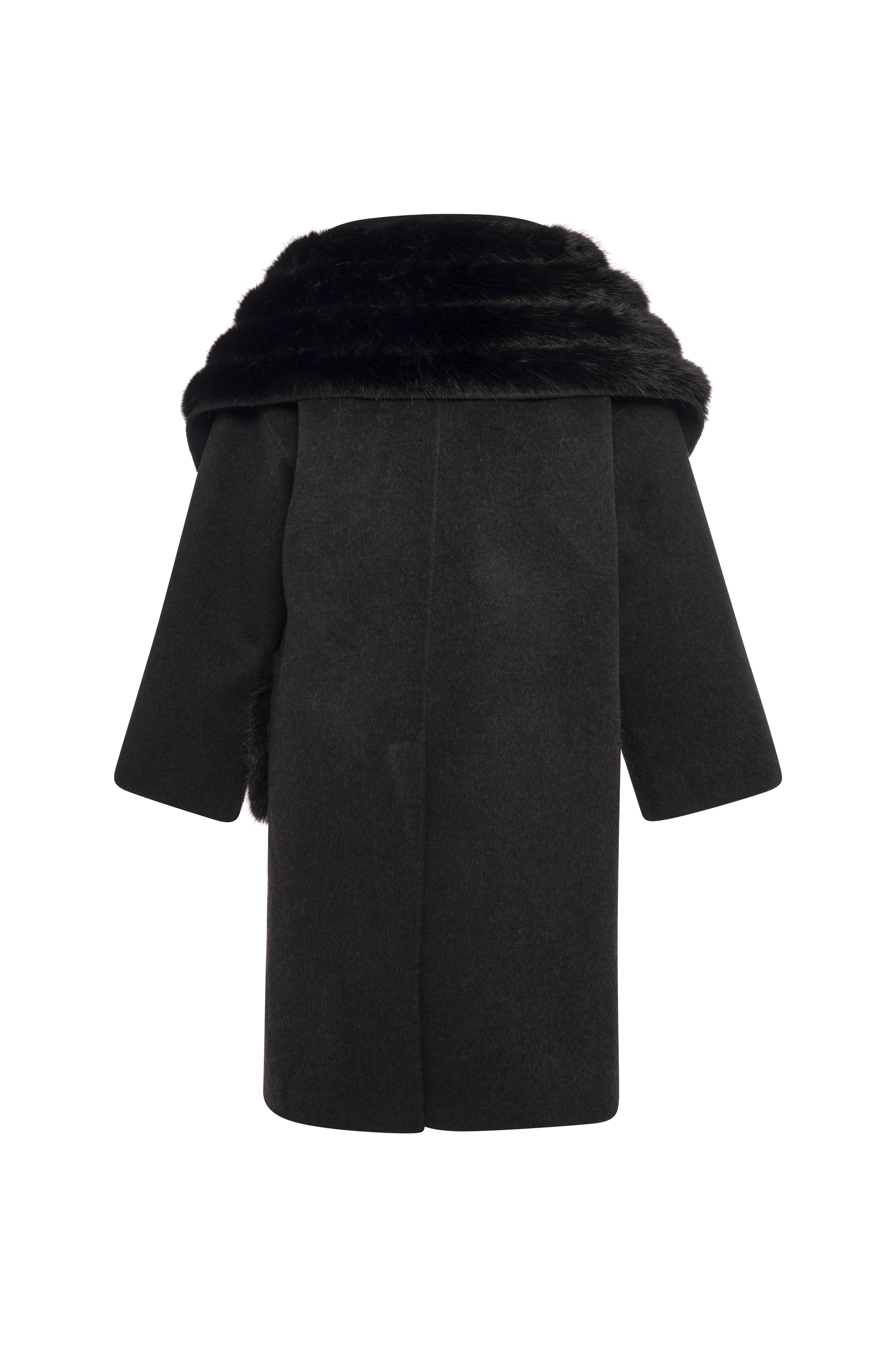 Long coat regular made in wool with fake fur details Fracomina FQ26WC1002W85601-K01-2