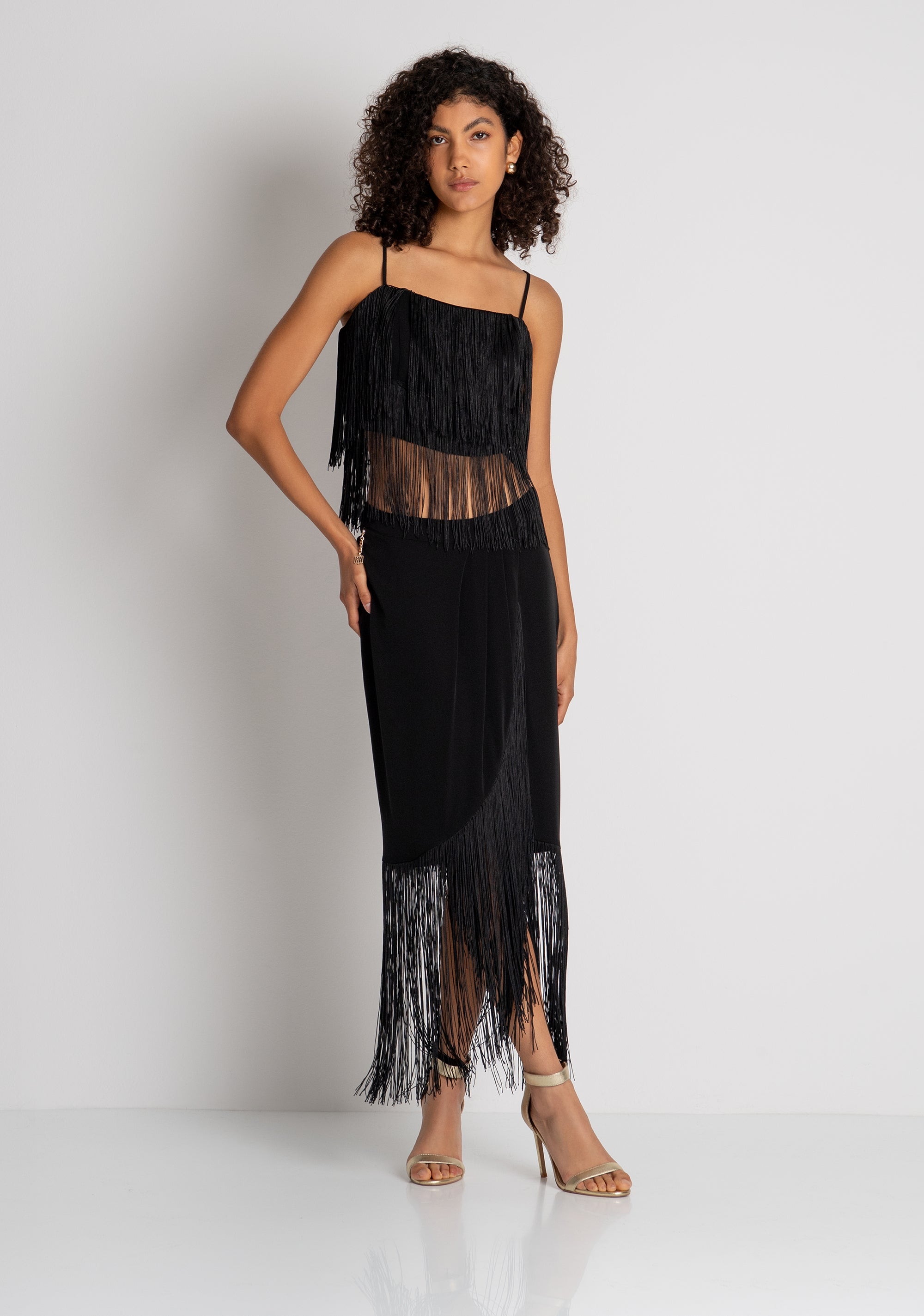 Long skirt regular fit with fringes at the bottom Fracomina FQ26WG3003W47601-053-3