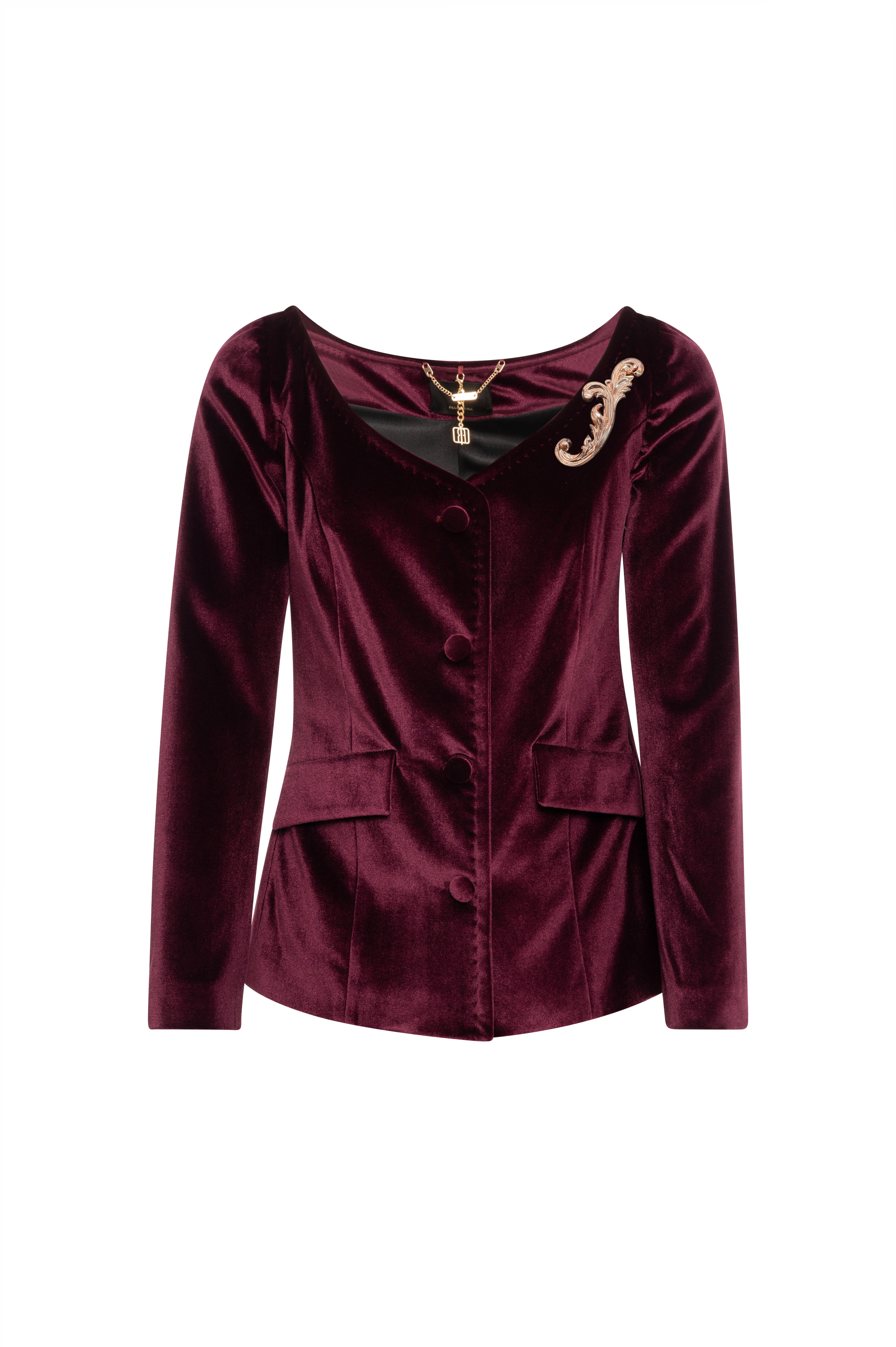 Jacket slim fit made in velvet Fracomina FQ26WJ2002W59601_ad8e30e3-f3ce-4f60-92bd-4871a39545aa