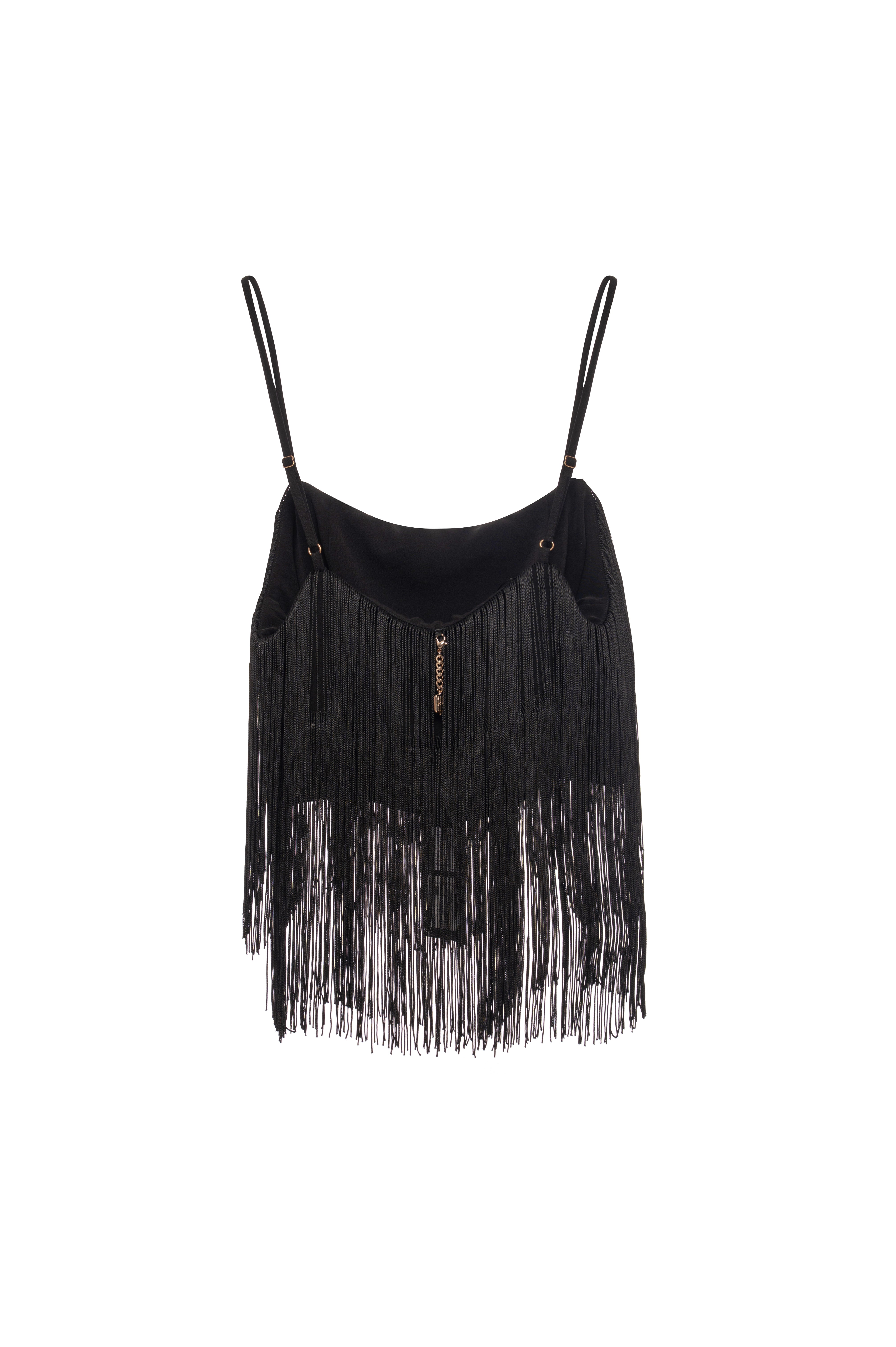Tank top cropped and with fringes Fracomina FQ26WT2003W85201-K01-2