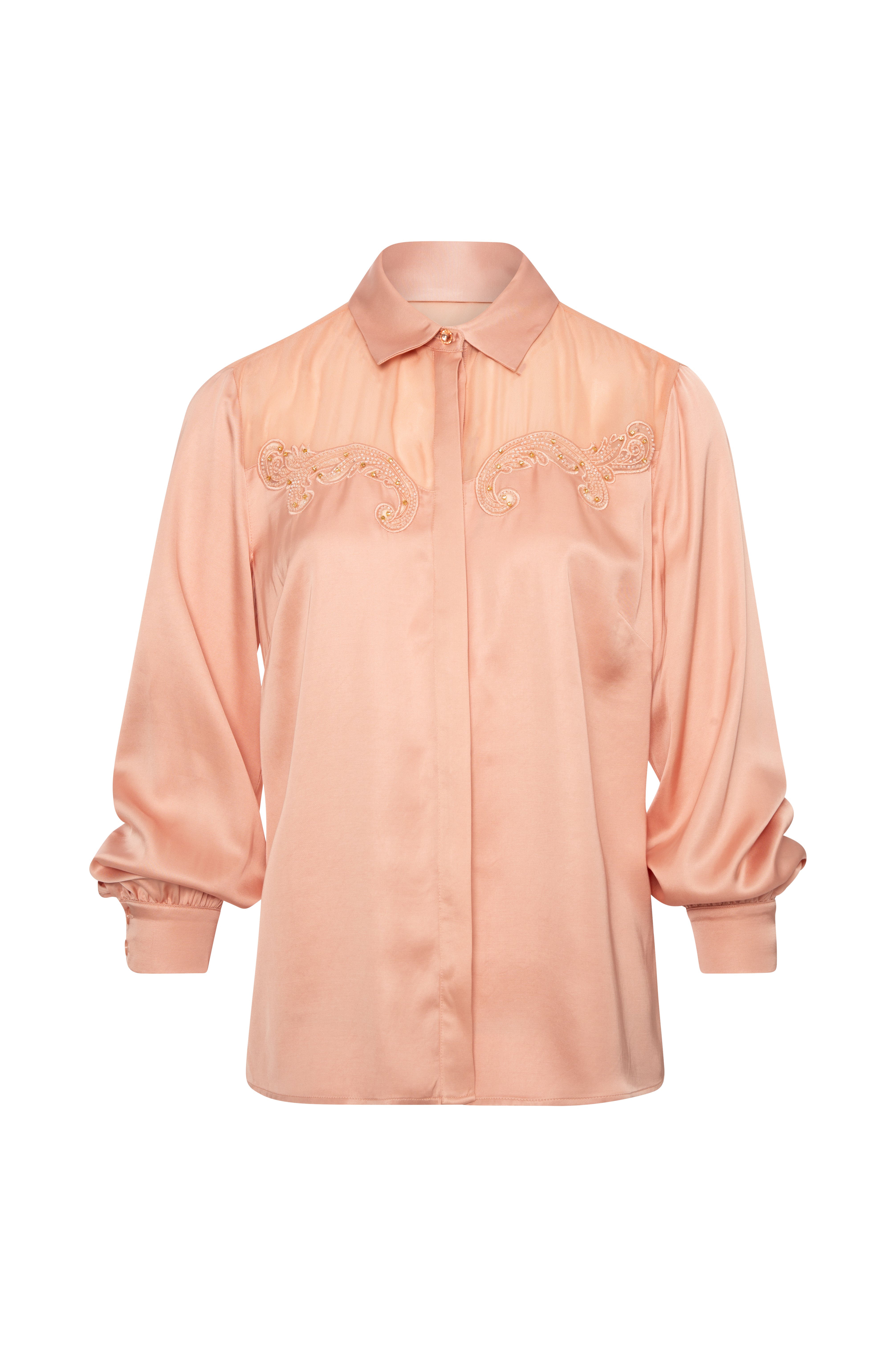 Shirt regular fit made in satin with embroideries Fracomina FQ26WT6002W739E5-K29-1
