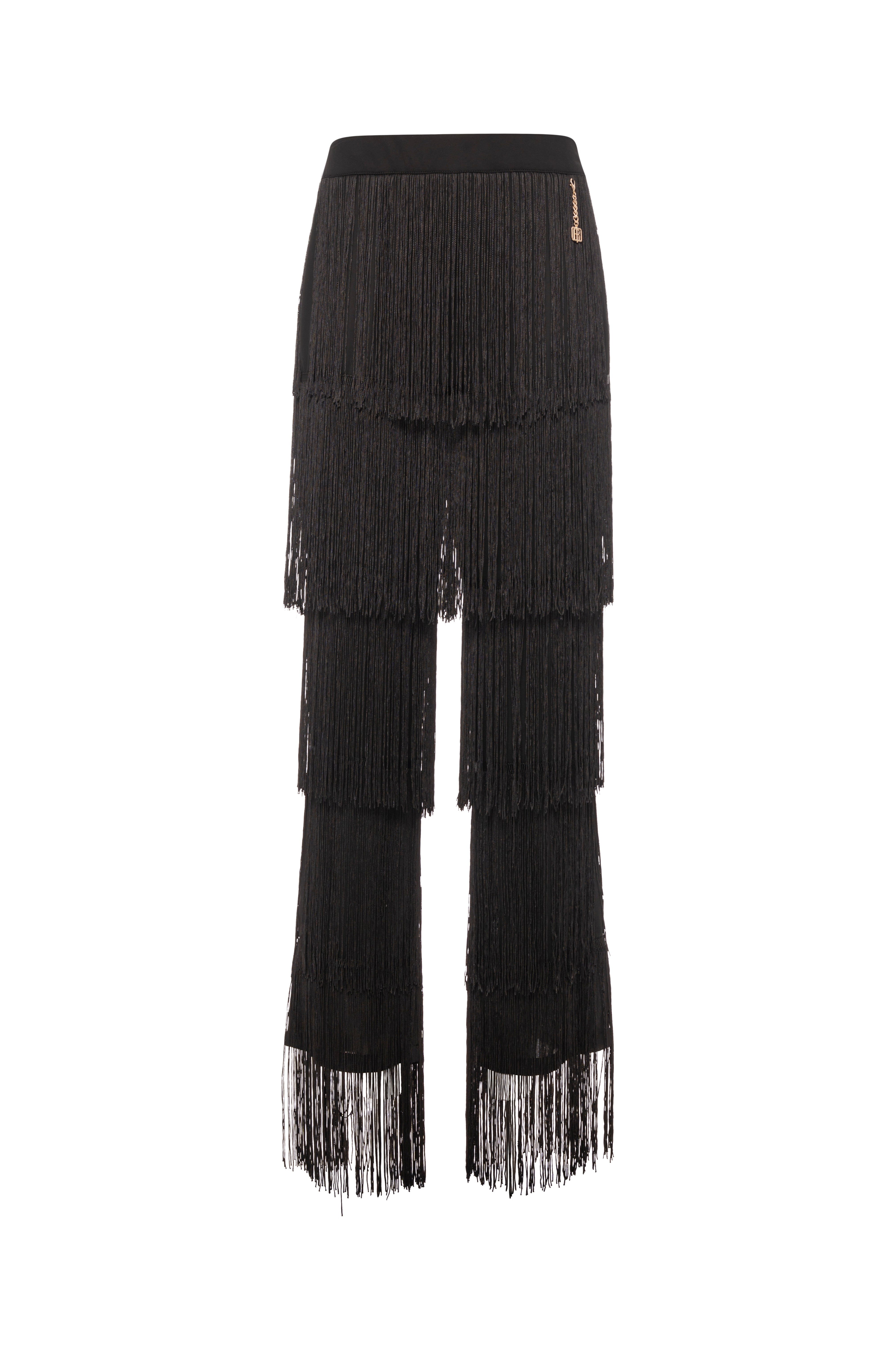 Palazzo pant wide fit with fringes Fracomina FQ26WV3007W47601-K01-1