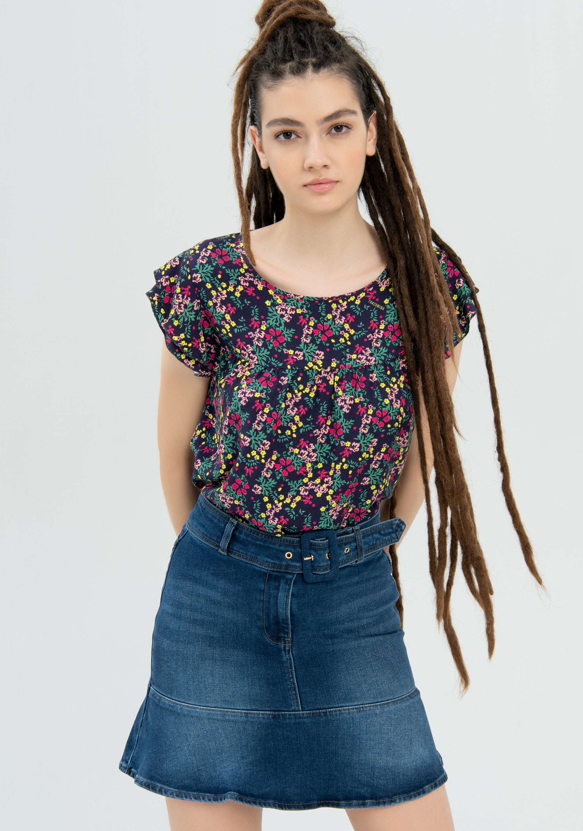 Mini skirt slim fit made in denim with middle wash Fracomina FR22WG1001D40102-349-2
