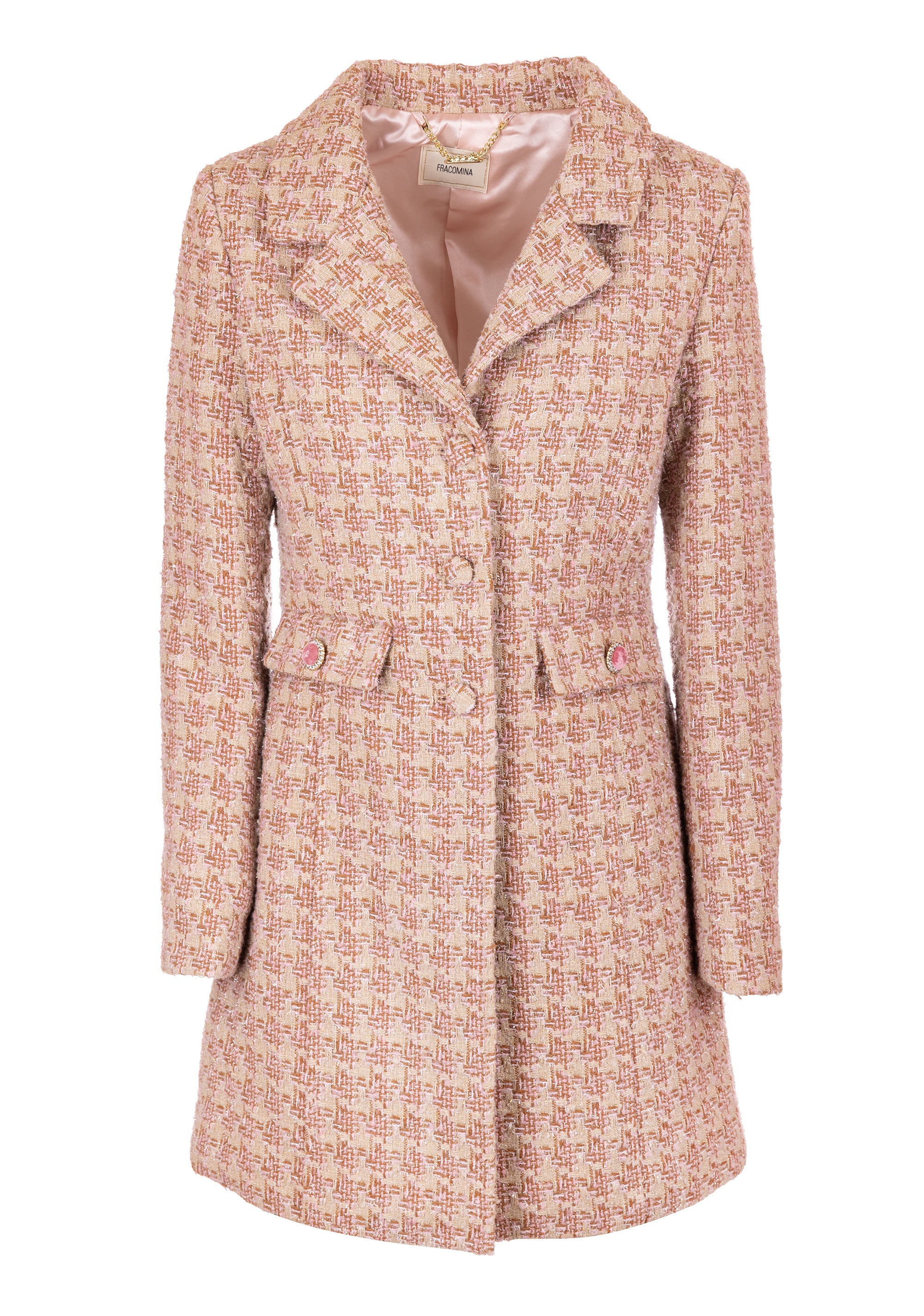 Coat slim fit single breasted made in tweed Fracomina FR23WC1009W578F7-Q93-1_ad0d3b54-8bd9-4617-92d6-b3f2dae7f872