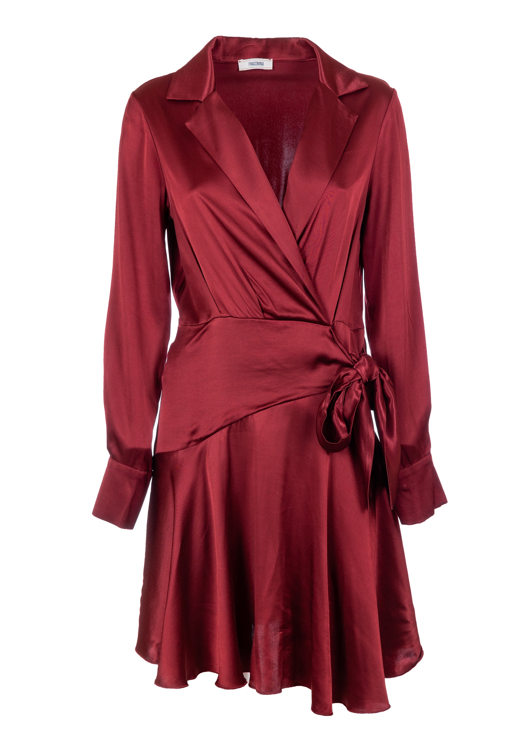 Wrap dress regular fit made in satin Fracomina FR23WD1021W41301-R16-1_5671abe3-d4e5-460c-9a75-5b8eacbda1c2