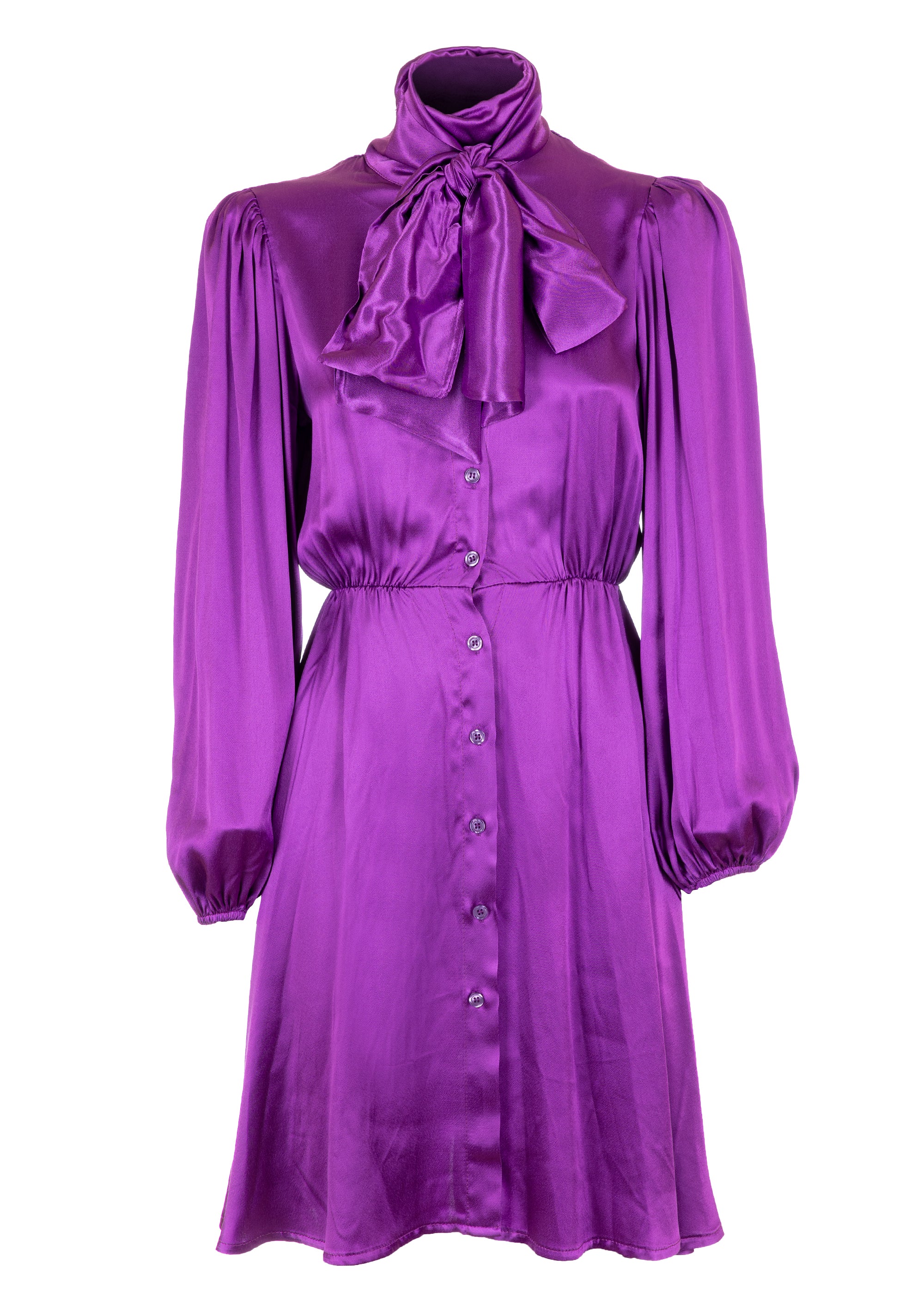 Mini chemisier dress regular fit made in satin Fracomina FR23WD1040W41301-233-1_b39163f7-71bc-4567-8a21-cfed62b57e01