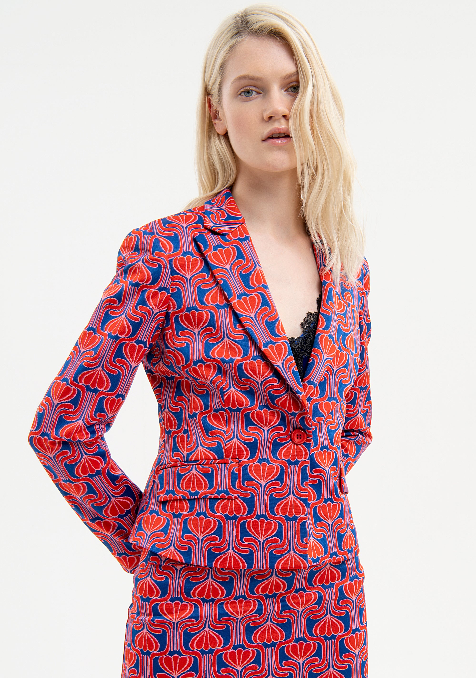 Blazer regular fit single breasted with flowery pattern Fracomina FR23WJ2002W649F8-210-2