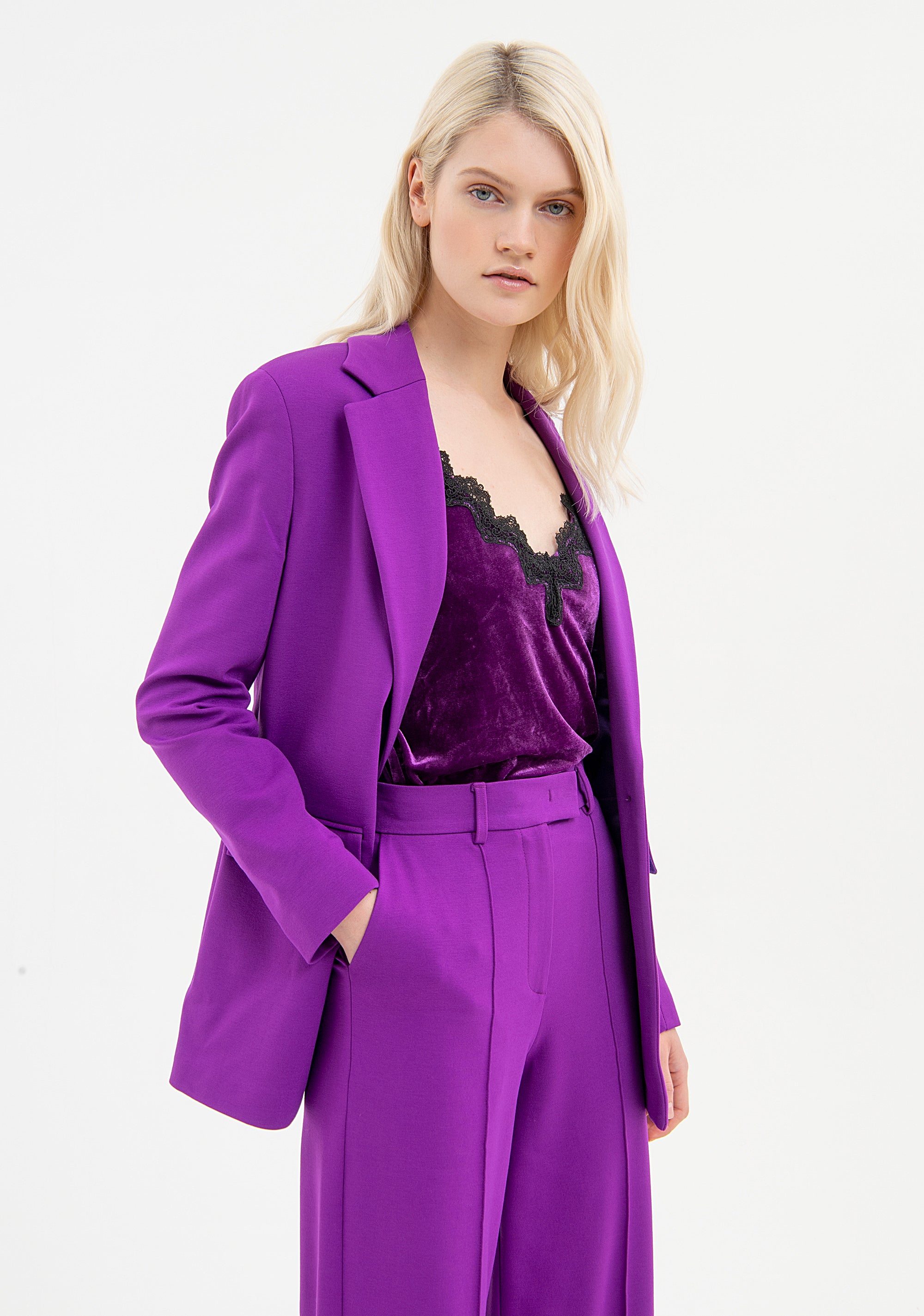 Long blazer regular fit single breasted made in Milano stitch fabric Fracomina FR23WJ3004W49701-233-2