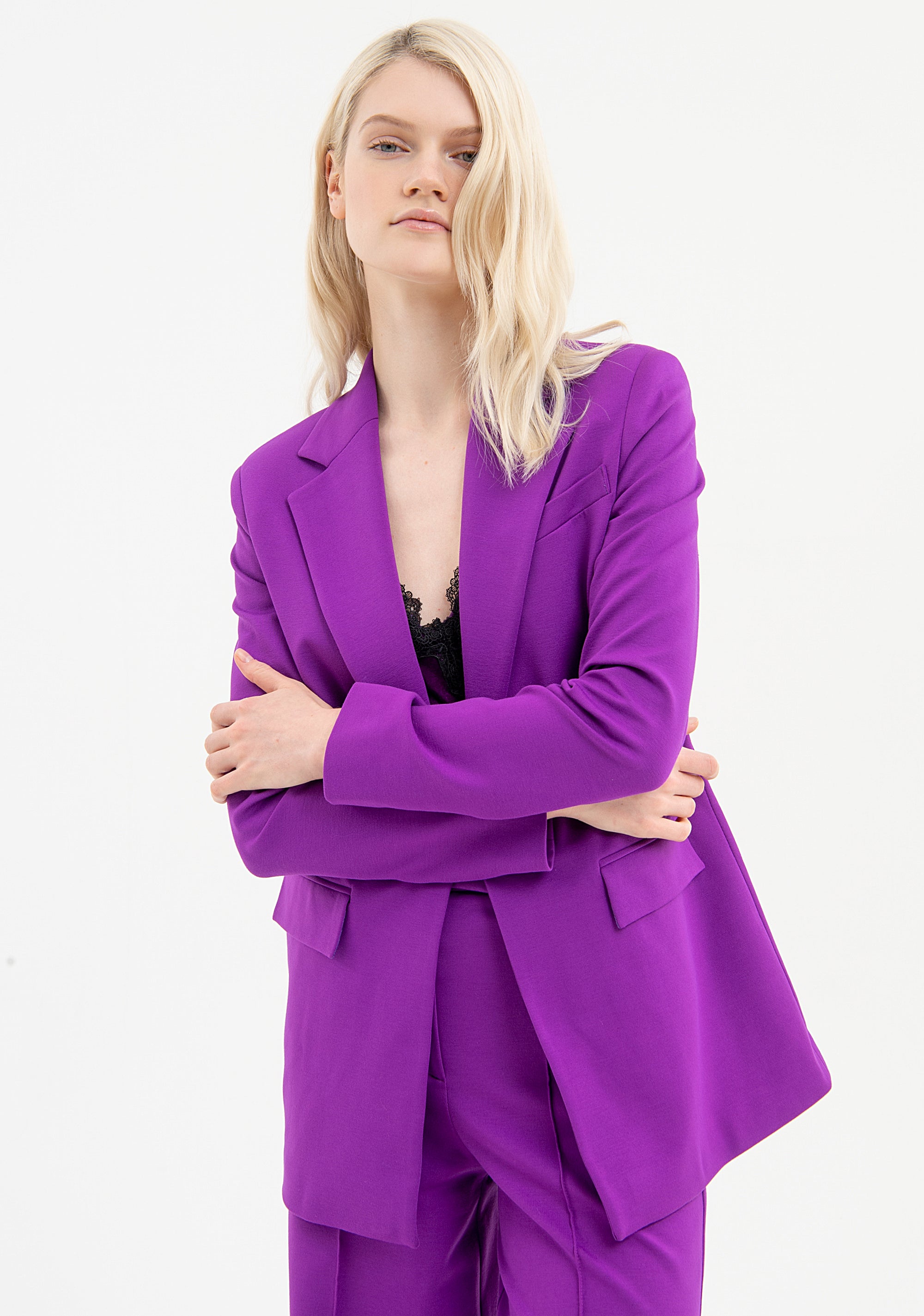 Long blazer regular fit single breasted made in Milano stitch fabric Fracomina FR23WJ3004W49701-233-4