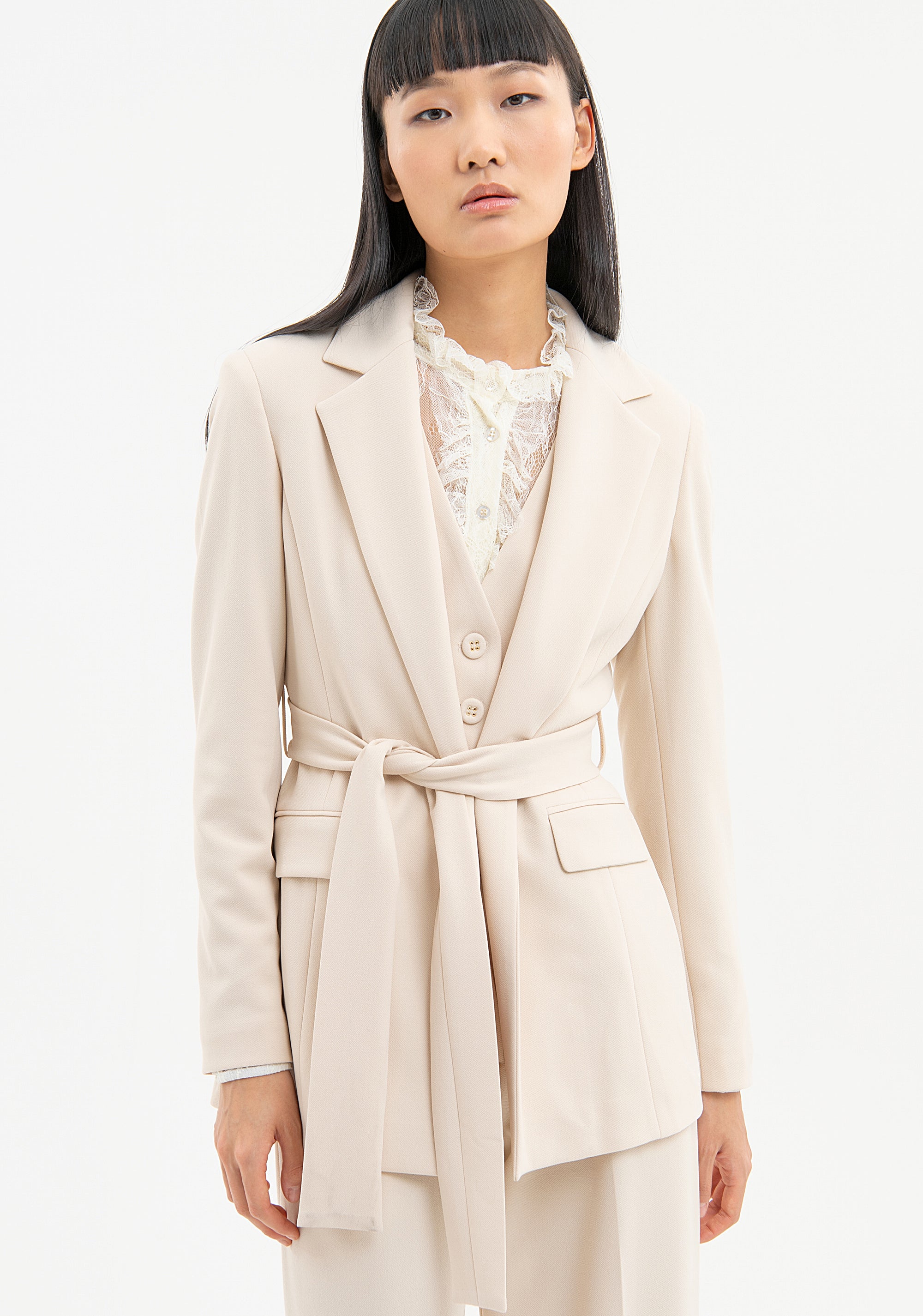 Blazer regular fit, opened, with belt at the waist Fracomina FR23WJ3005W64601-B59-1_29e33dc9-a491-45e5-b051-1084b6e717a6