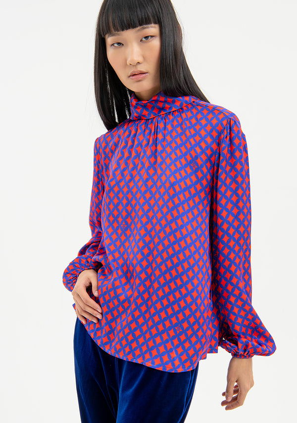 Blouse wide fit with geometric pattern Fracomina FR23WT1032W651R8-R18-1