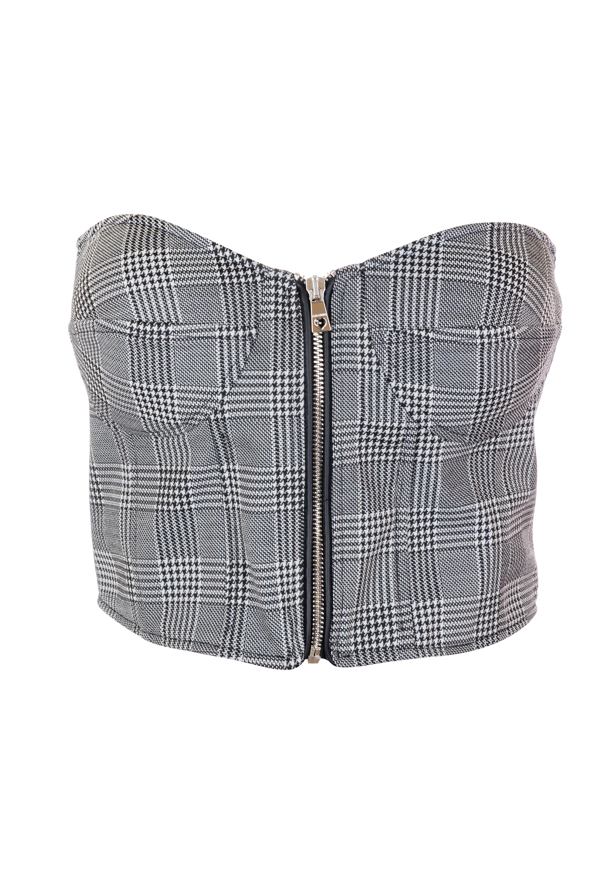 Top slim fit bustier style made in Prince of Wales fabric Fracomina FR23WT2003W58095-054-1_1c33ca62-56c0-44d0-af59-ea495ce74636