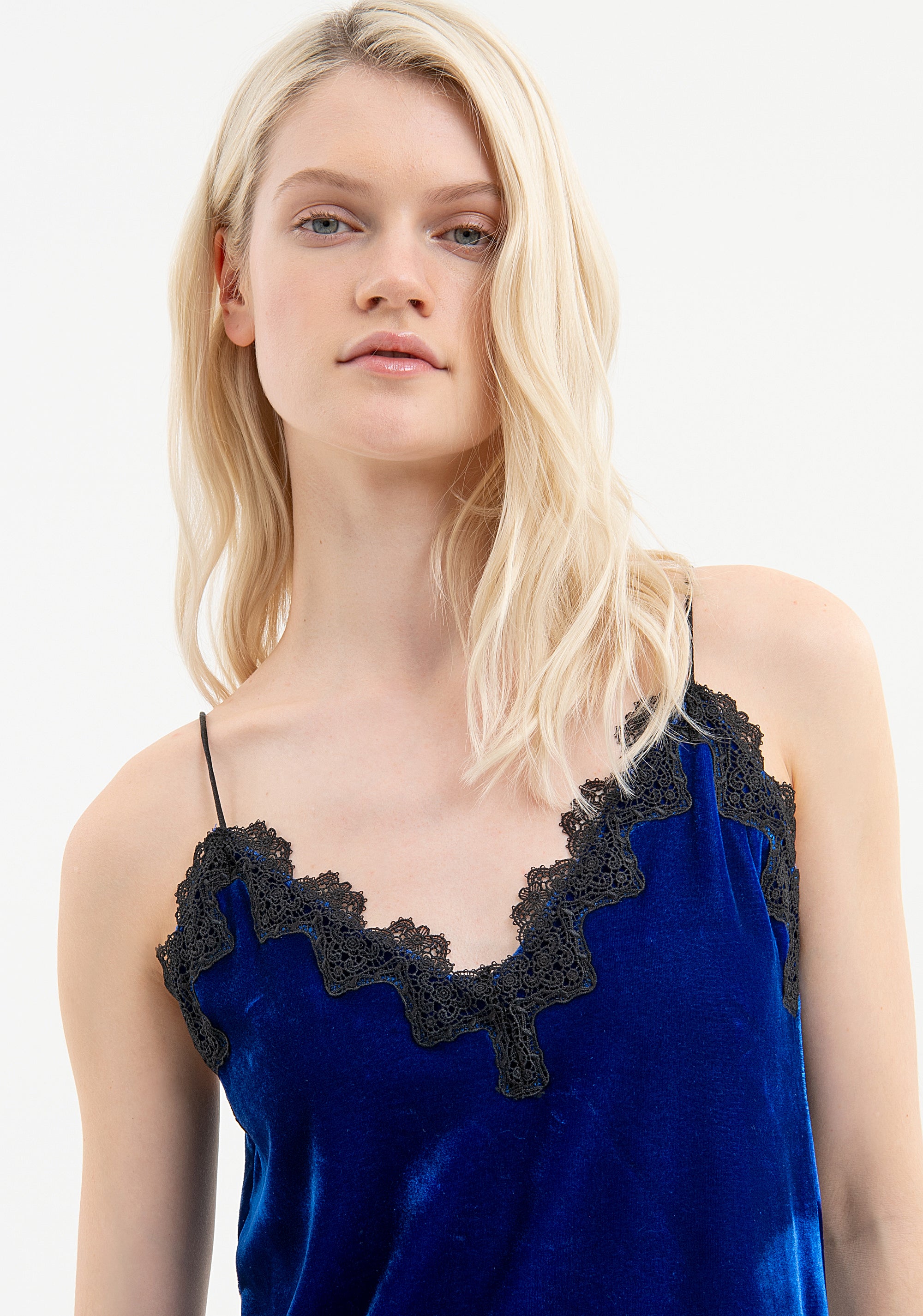 Sleeveless top lingerie style made in velvet Fracomina FR23WT2006W597G1-C86-5