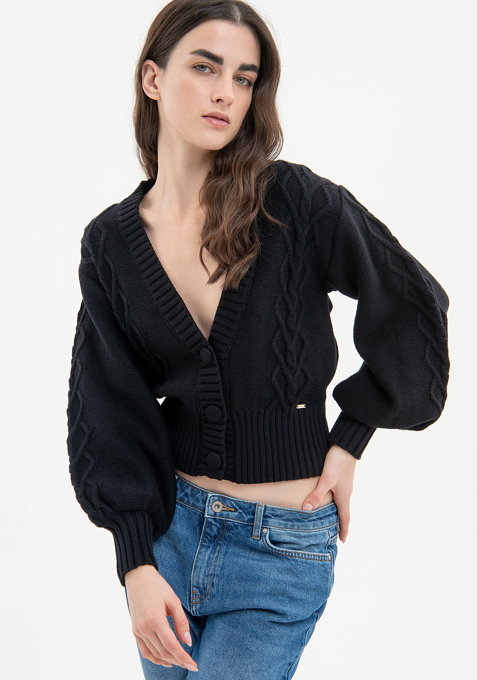 Cardigan regular fit with plaits Fracomina FR23WT8008K50201-053-1