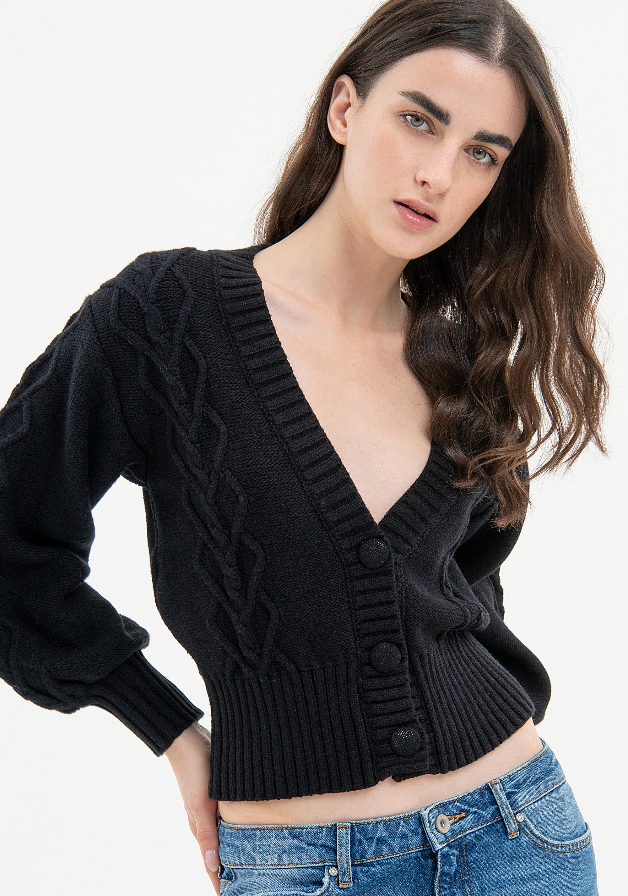 Cardigan regular fit with plaits Fracomina FR23WT8008K50201-053-2