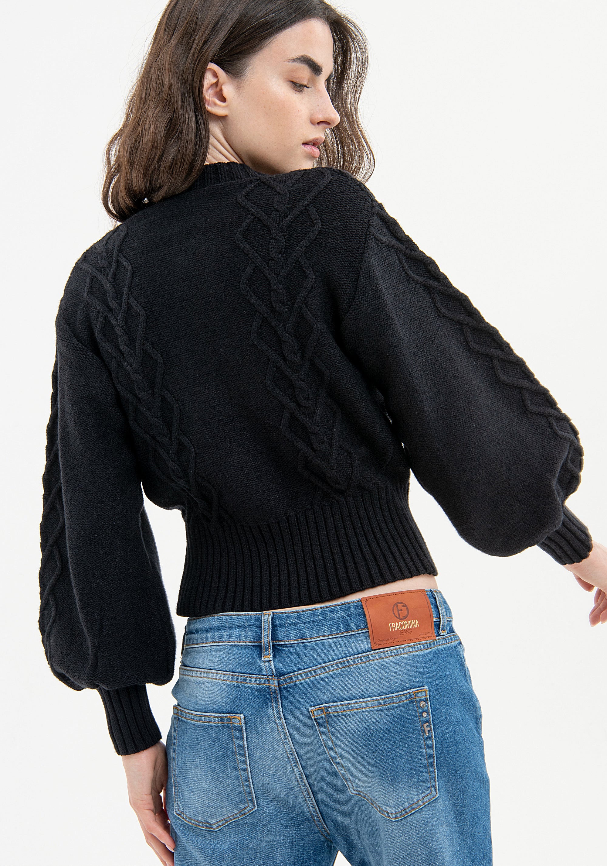 Cardigan regular fit with plaits Fracomina FR23WT8008K50201-053-4