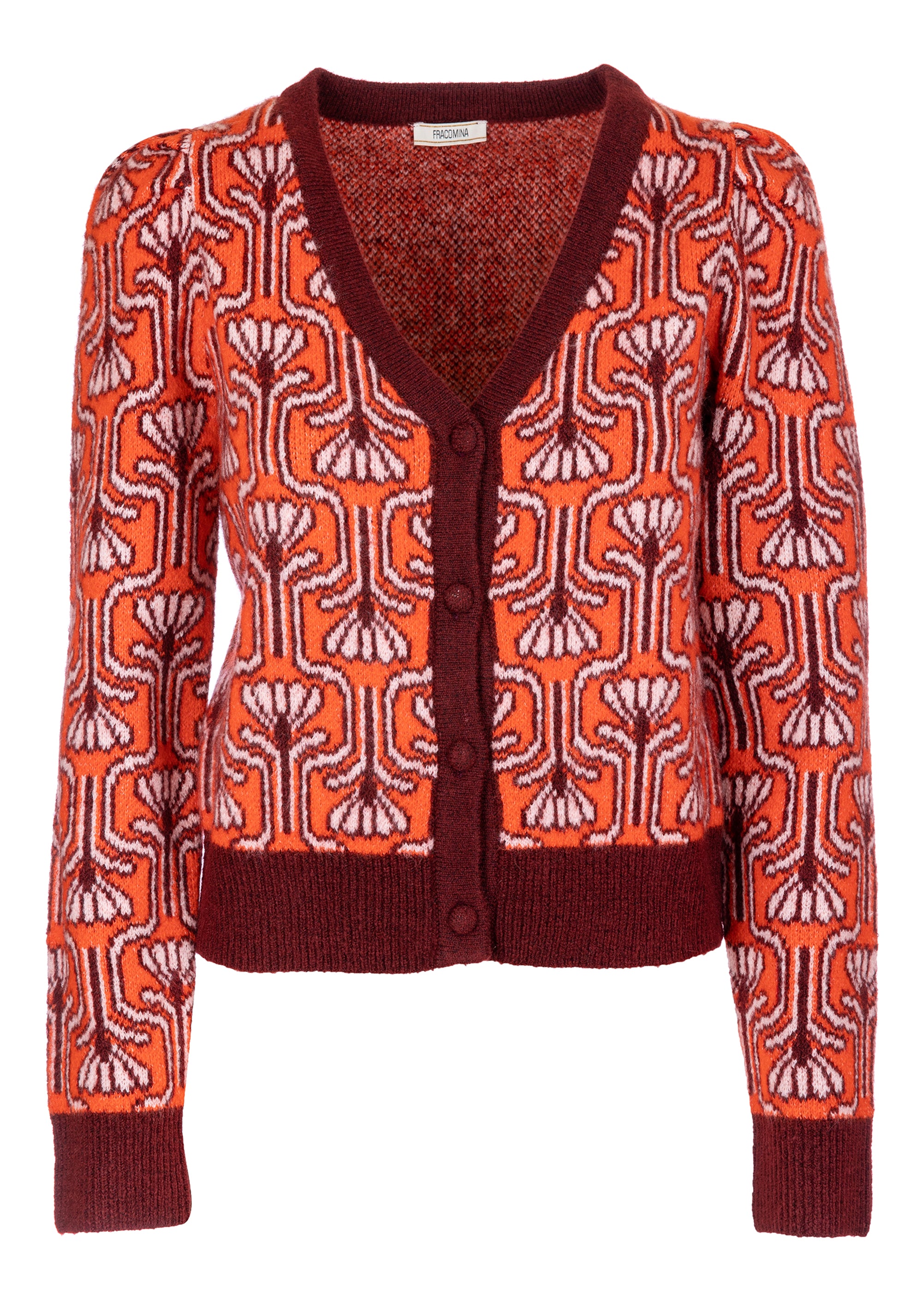 Cardigan regular fit with flowery jacquard effect Fracomina FR23WT8010K457F8-R25-1_95125da7-7c8e-47d8-8cd5-b818d82189e6
