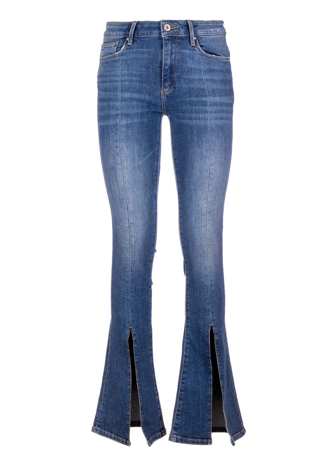 Jeans bootcut with push up effect made in denim with middle wash