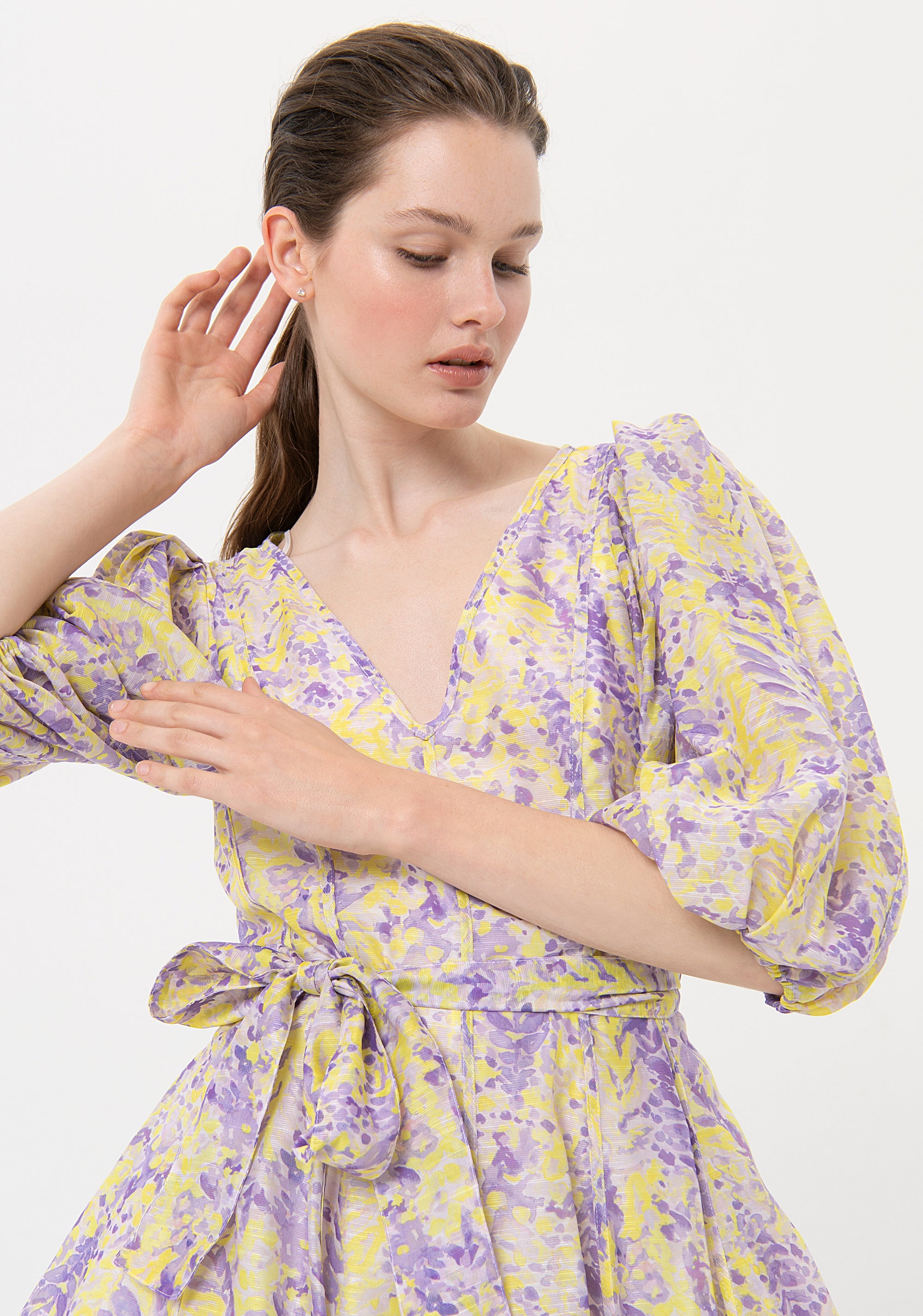 Mini dress A-shape with conceptual pattern Fracomina FR24SD1014W688R8-S22-2