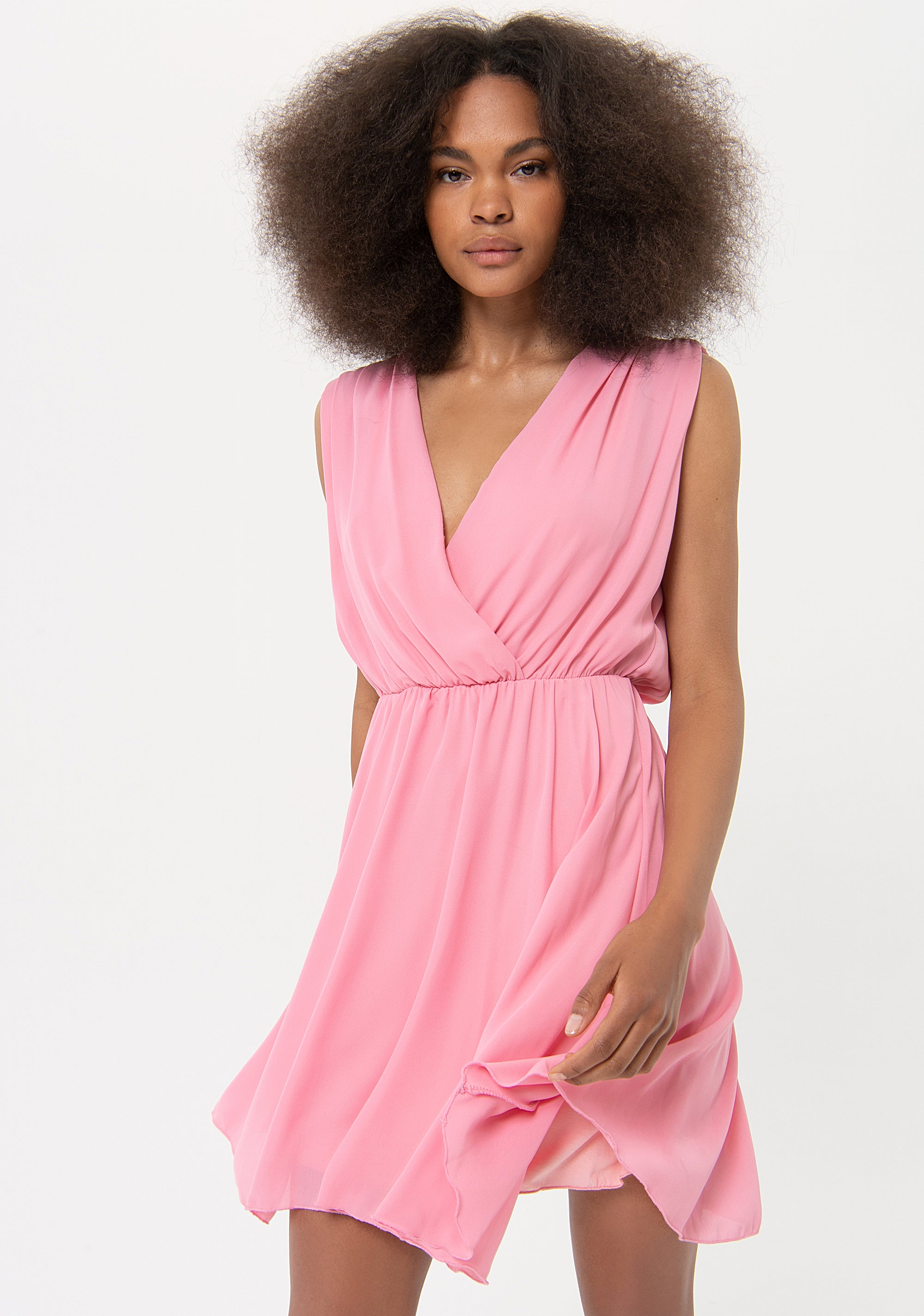 Mini sleeveless dress made in georgette Fracomina FR24SD1040W41201-183-3_e9026b7c-dc3e-418d-a4af-09e5514de66e