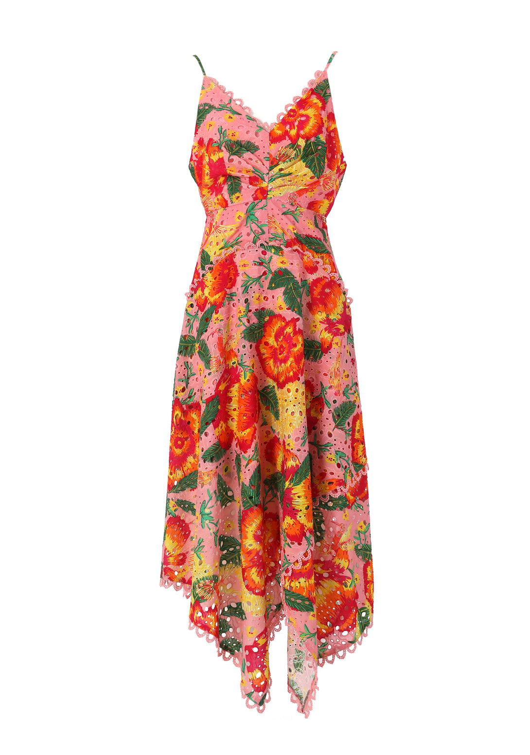Sleeveless dress regular fit middle length with flowery pattern