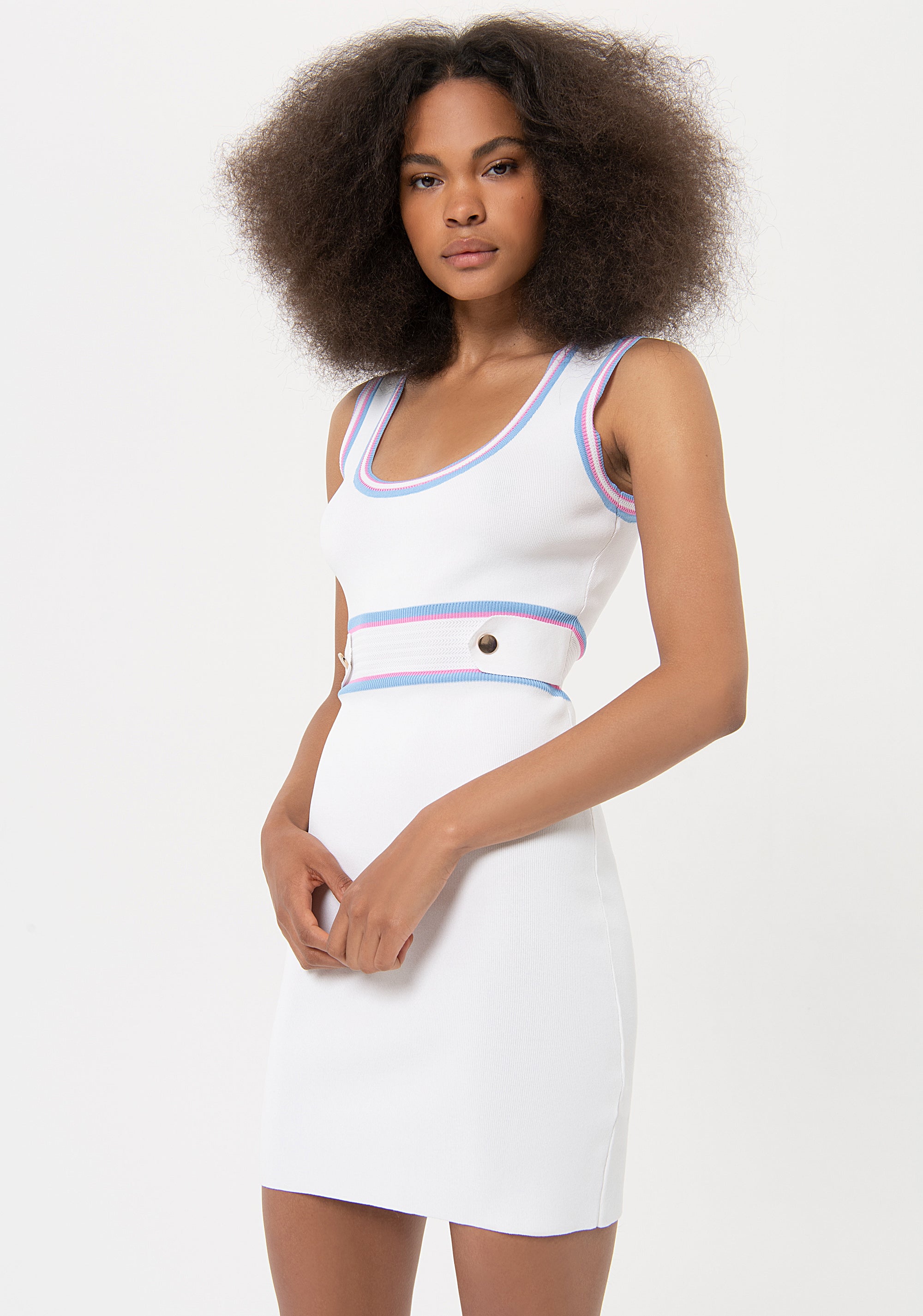 Sleeveless knitted dress slim fit with ribs Fracomina FR24SD5003K41601-278-3