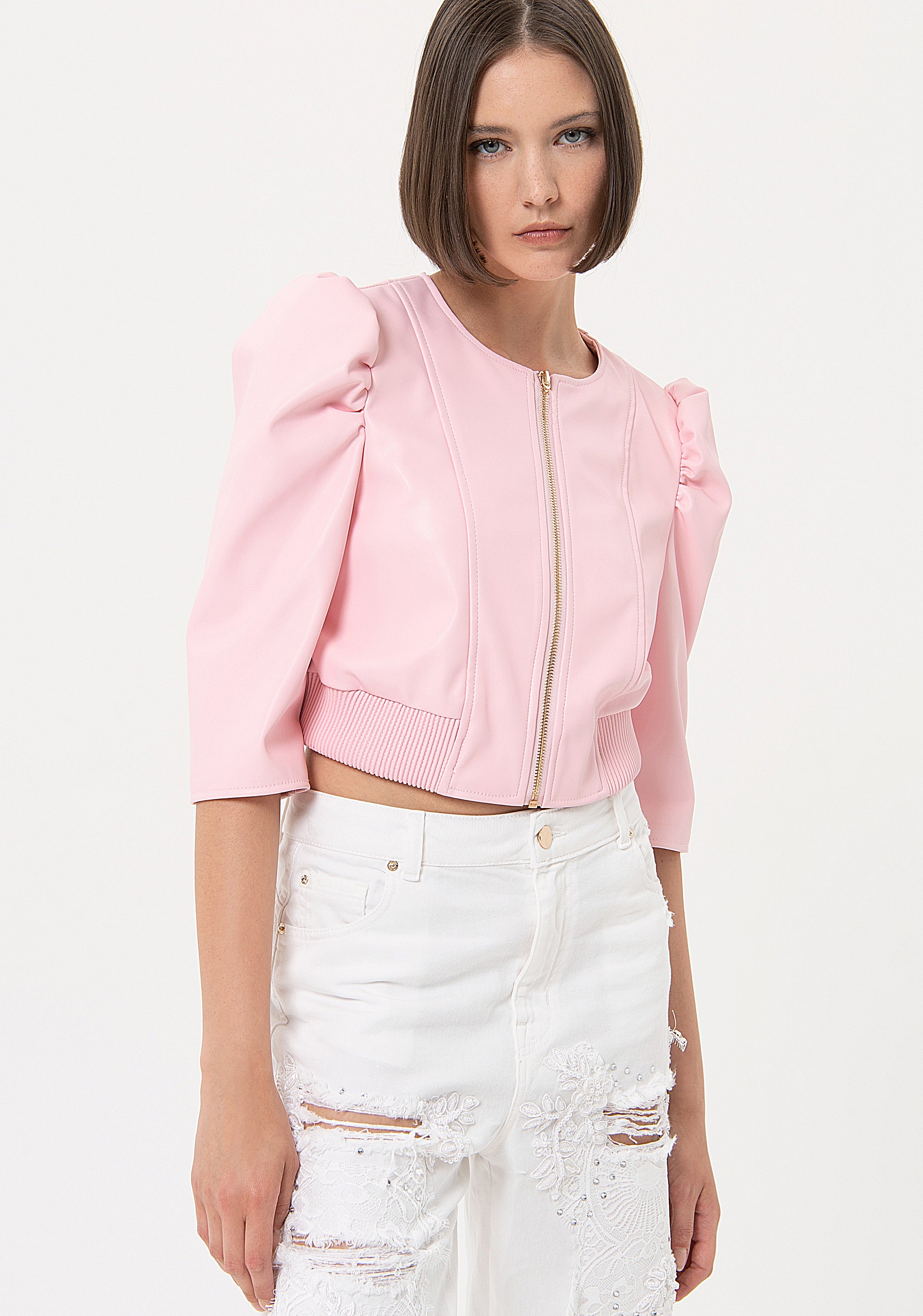 Jacket regular fit made in fake leather Fracomina FR24SJ1001E49001-238-1_97ee2f3e-cafc-41df-ab2c-e89f85c2303b