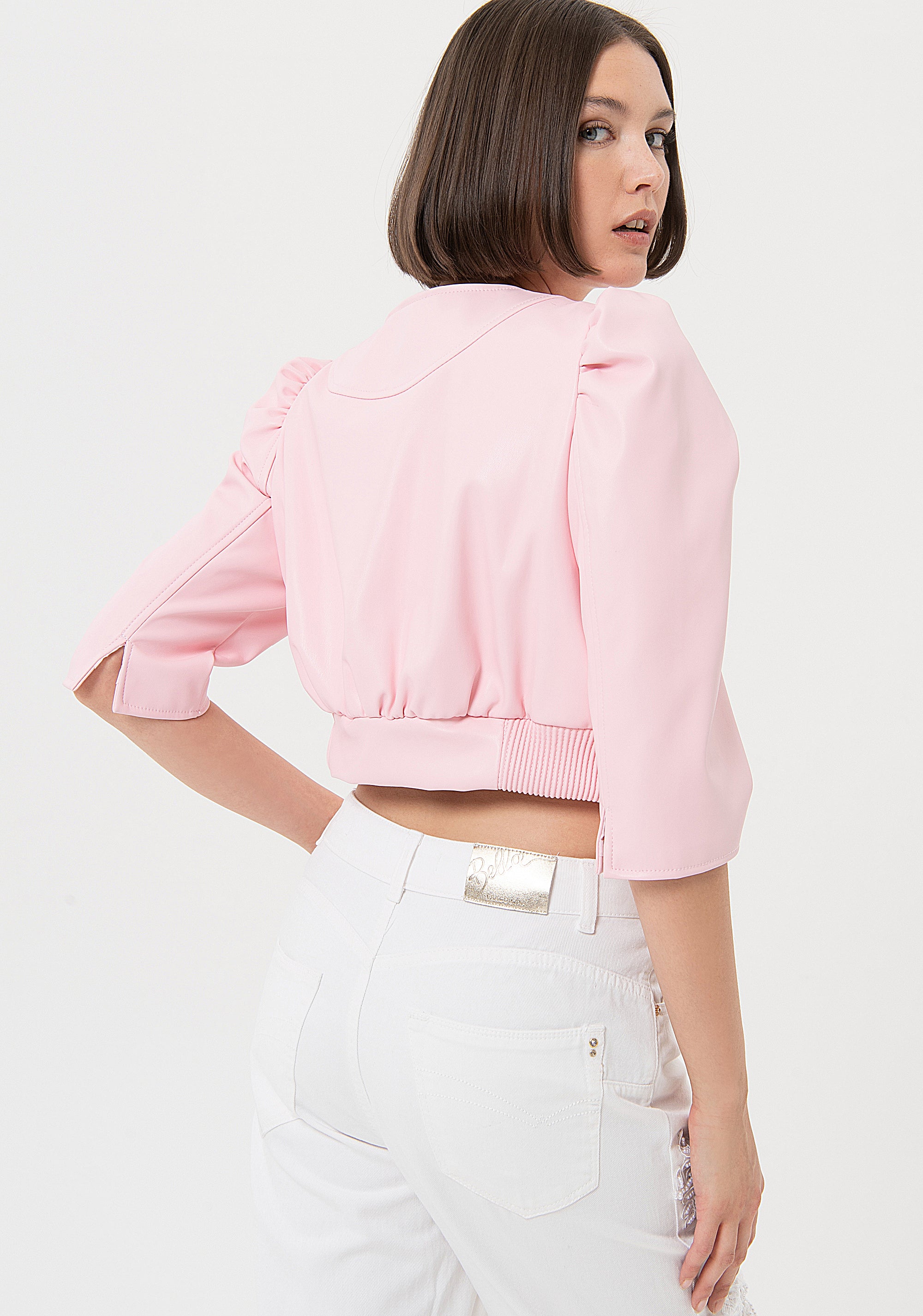 Jacket regular fit made in fake leather Fracomina FR24SJ1001E49001-238-3_b97d3a8b-f6a0-4062-af24-48cb085ba043