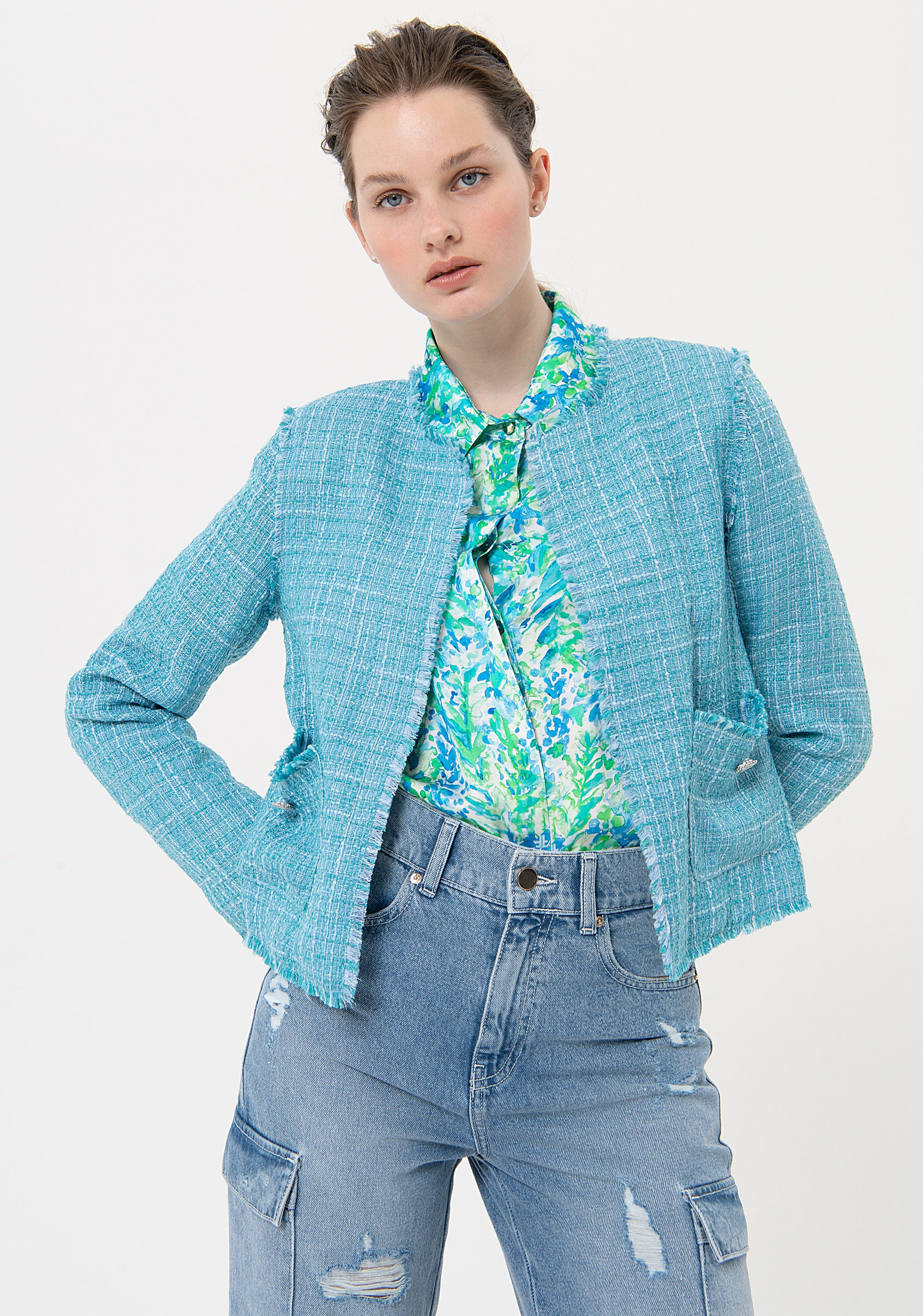 Jacket regular fit made in tweed Fracomina FR24SJ1008W63301-037-4_e3a8a11e-b022-47cc-bc26-6c2770604e45
