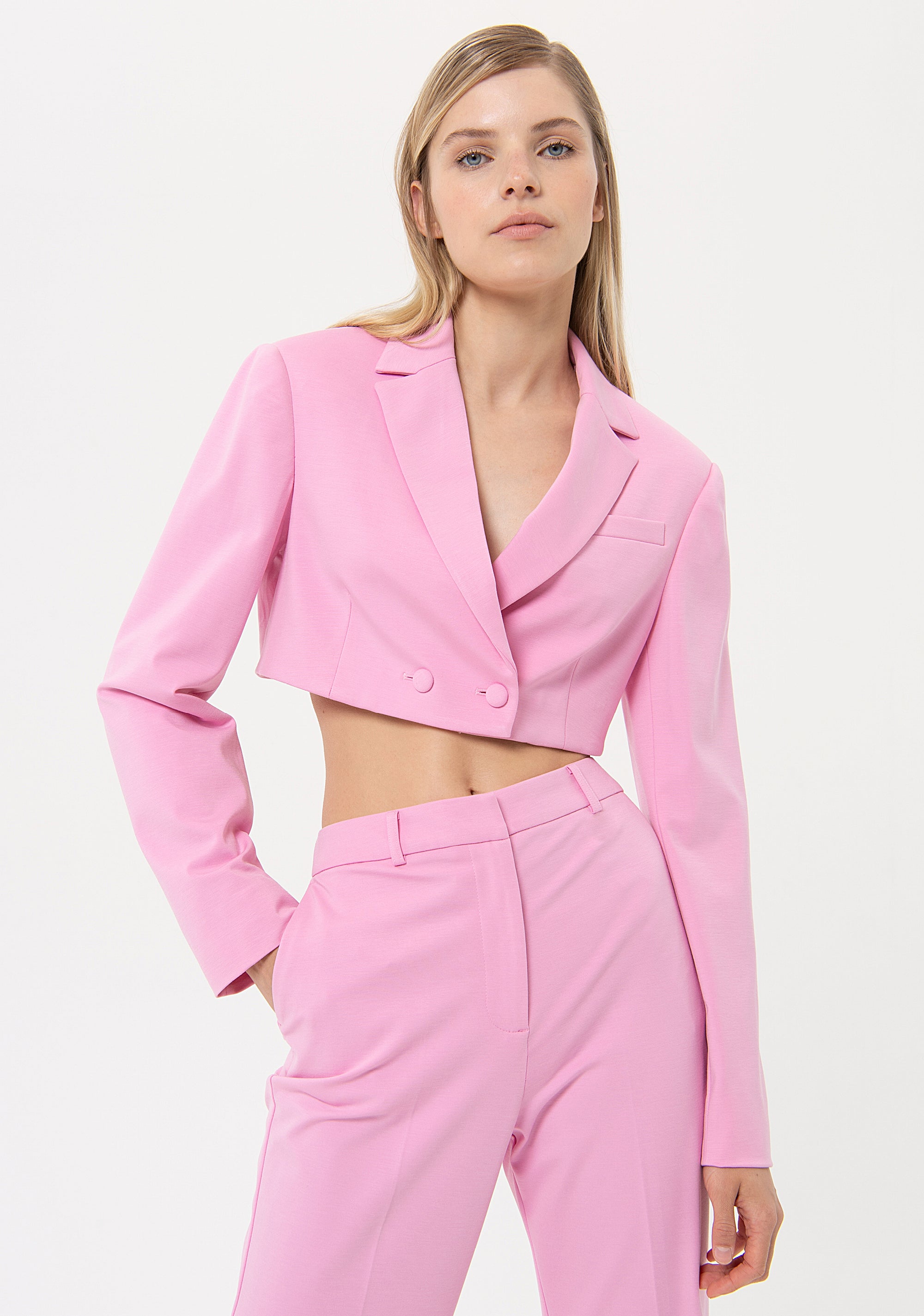 Blazer cropped regular fit made in technical fabric Fracomina FR24SJ1010W66901-226-1_e133739c-adf7-407e-b7ff-71fee024c133