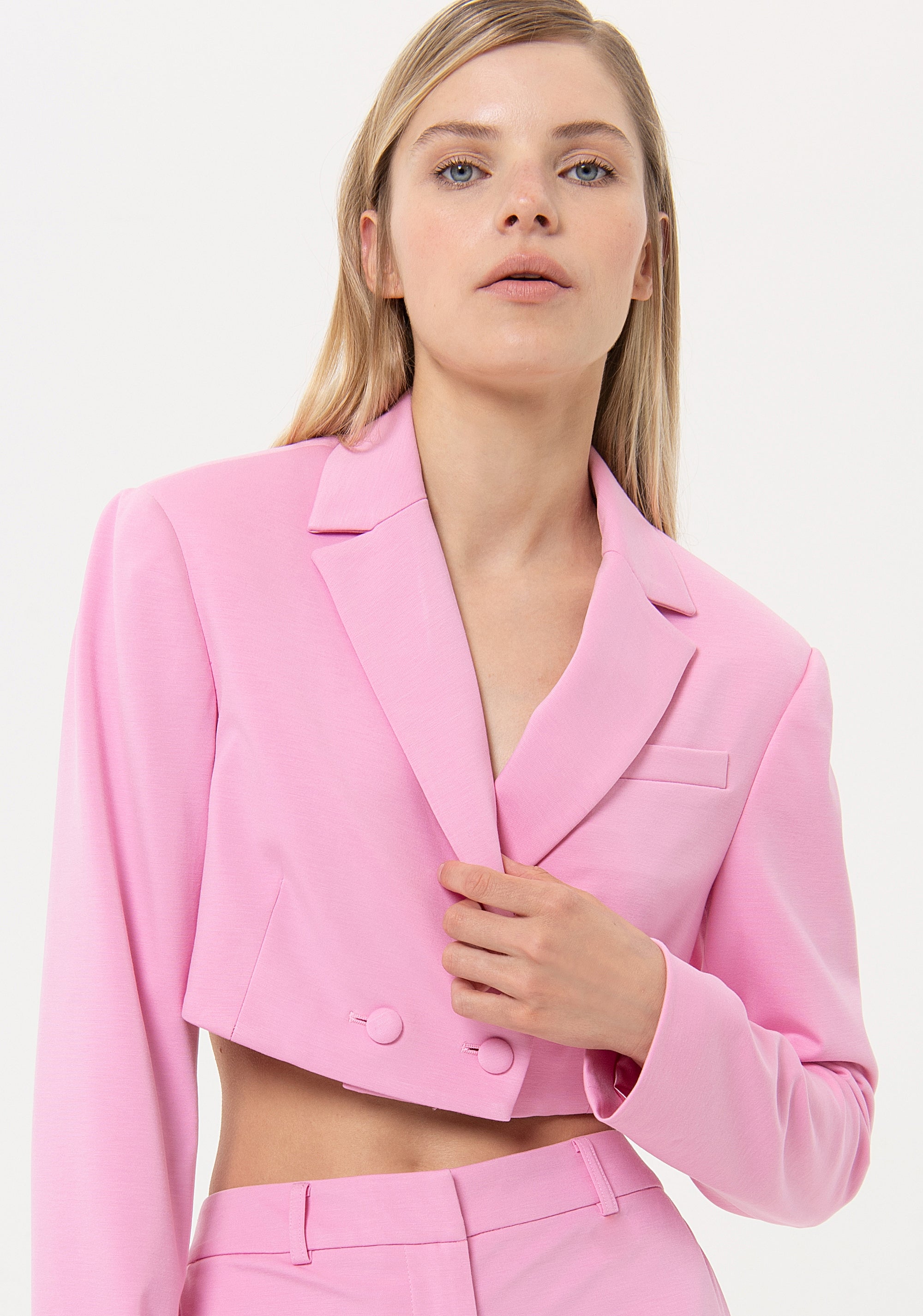 Blazer cropped regular fit made in technical fabric Fracomina FR24SJ1010W66901-226-2_d0724a3b-1706-4d61-8652-0f1542a2c172
