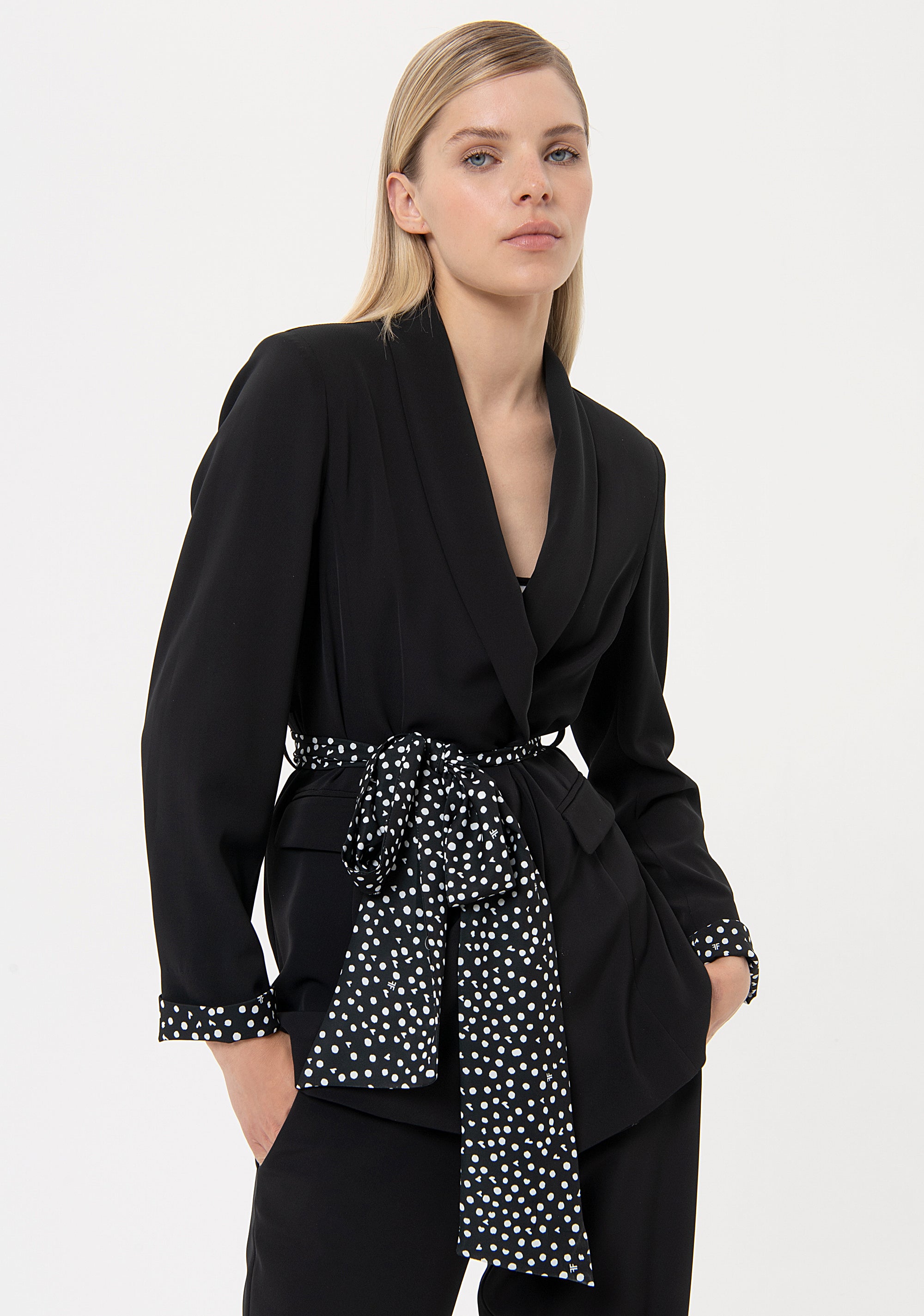 Long blazer regular fit made in technical fabric Fracomina FR24SJ3007W436R8-053-1