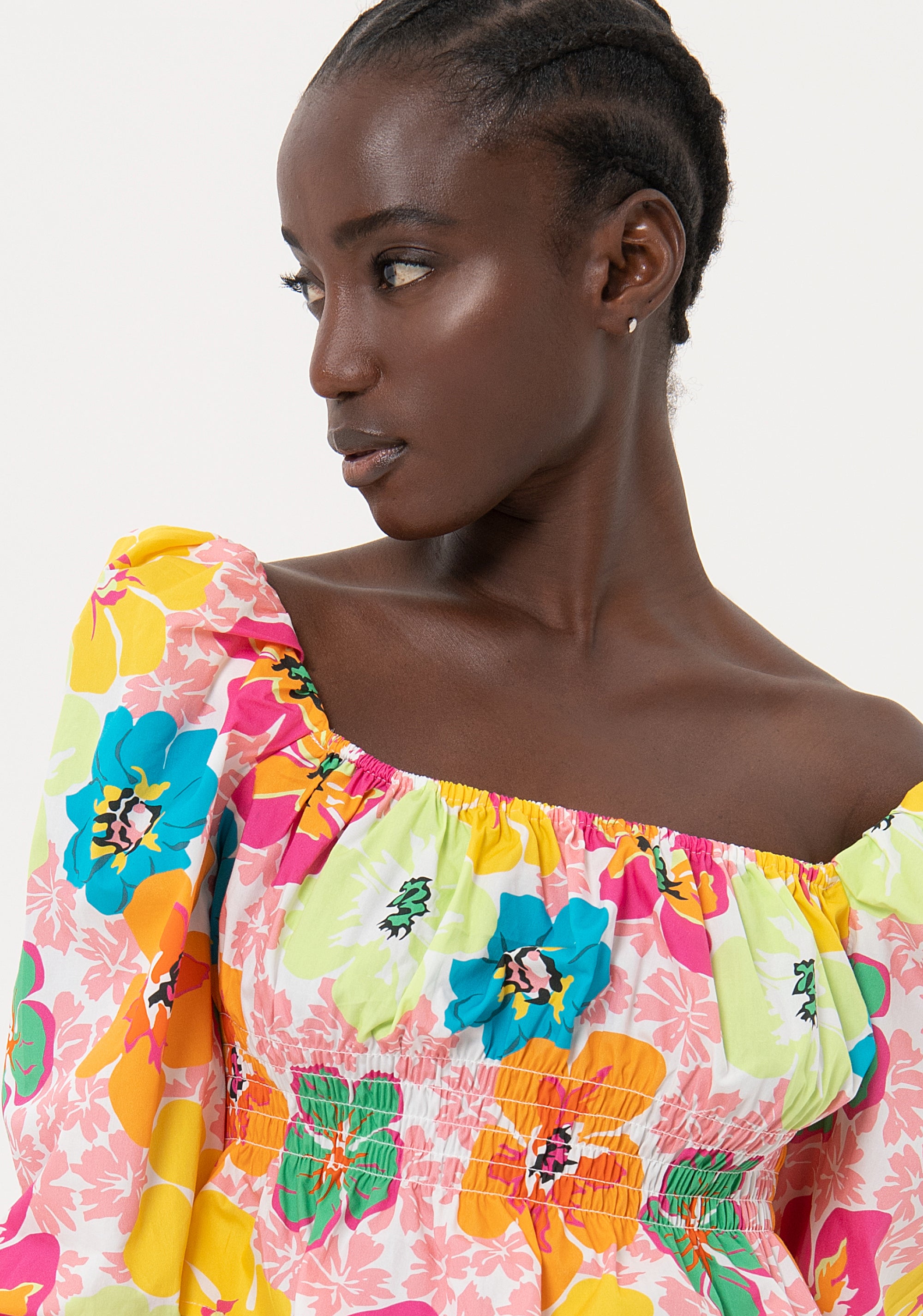 Top cropped with flowery pattern Fracomina FR24ST1006W400R8-S27-2