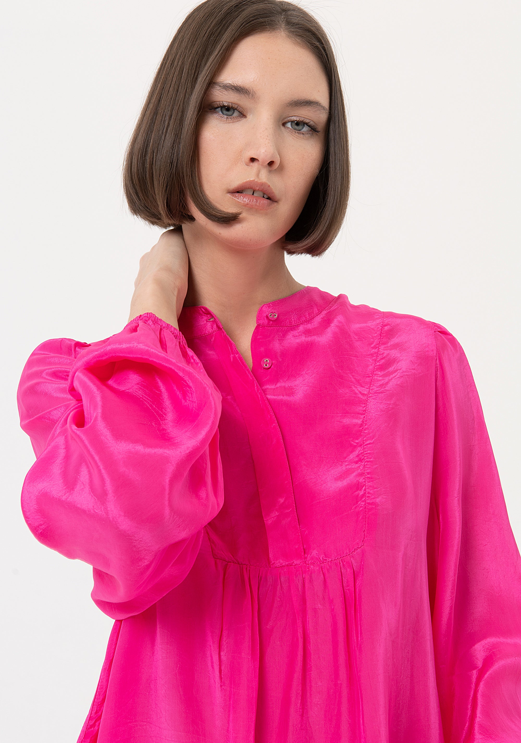 Blouse wide fit made in satin Fracomina FR24ST1025W41301-148-2