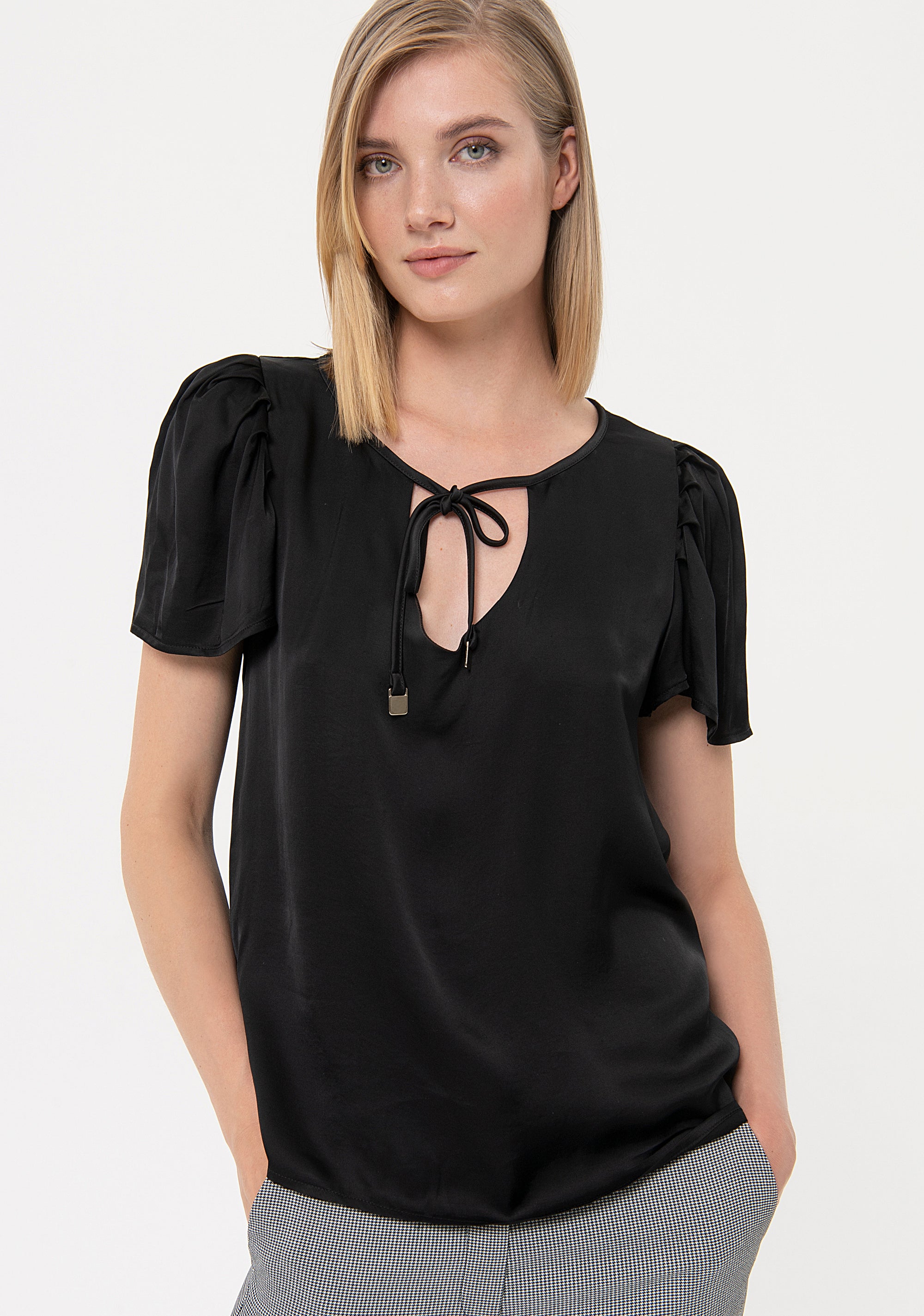 Blouse regular fit with tear drop opening at the neck Fracomina FR24ST1048W41101-053-1_2666e4c5-58e4-4b8b-8641-fabec0558b58