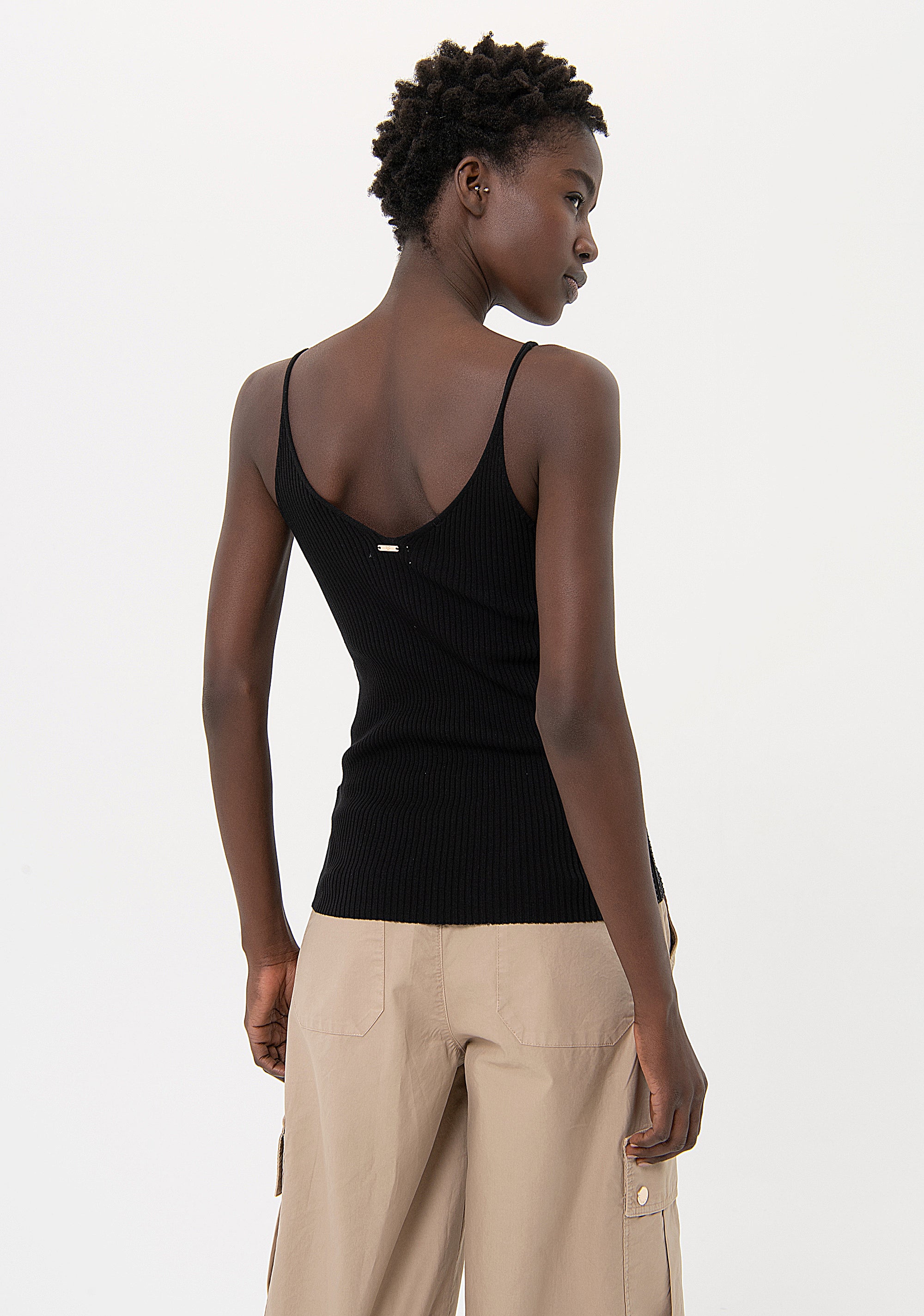 Tank top slim fit with shiny strasses Fracomina FR24ST4007K410R9-053-3