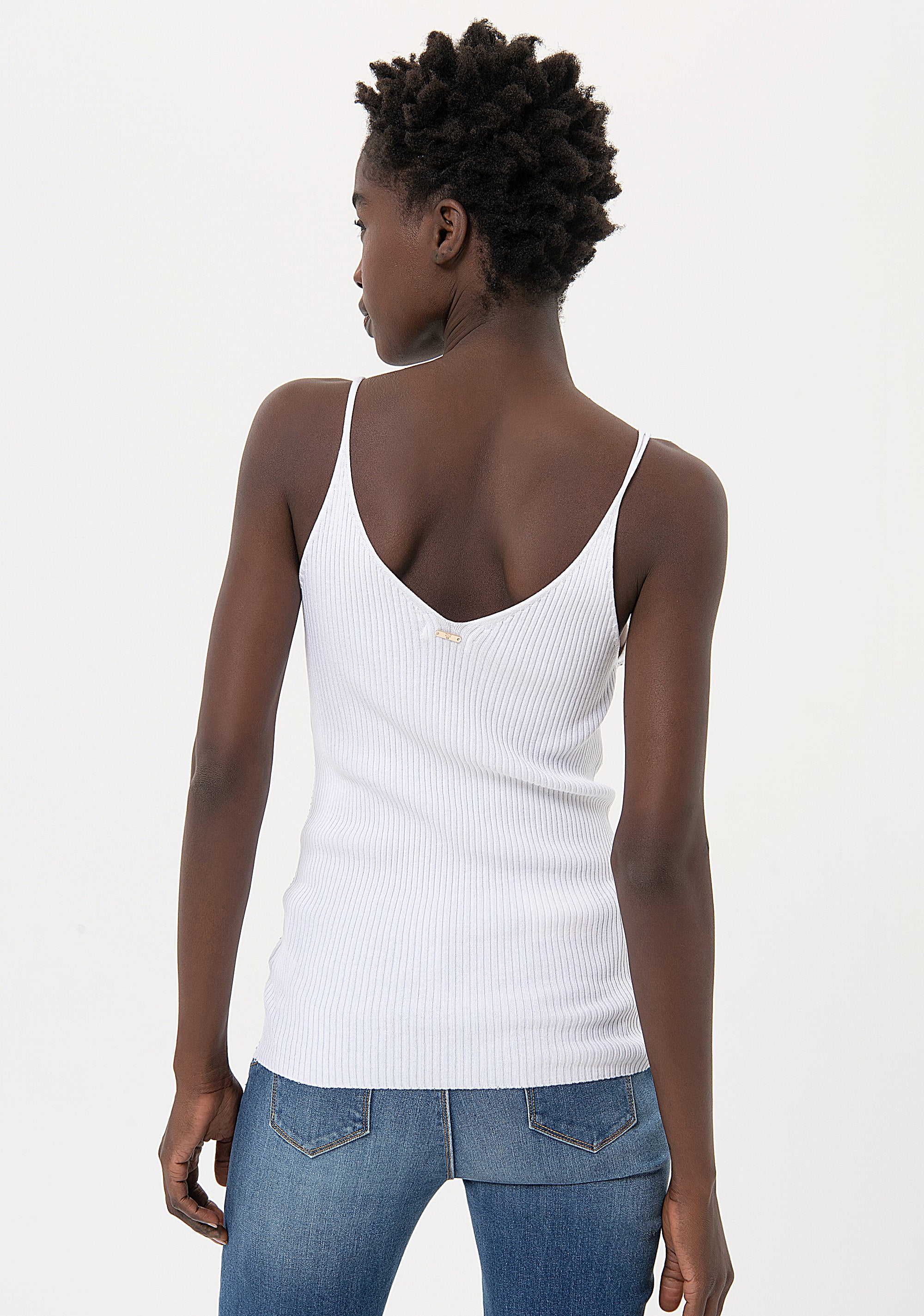 Tank top slim fit with shiny strasses Fracomina FR24ST4007K410R9-278-3