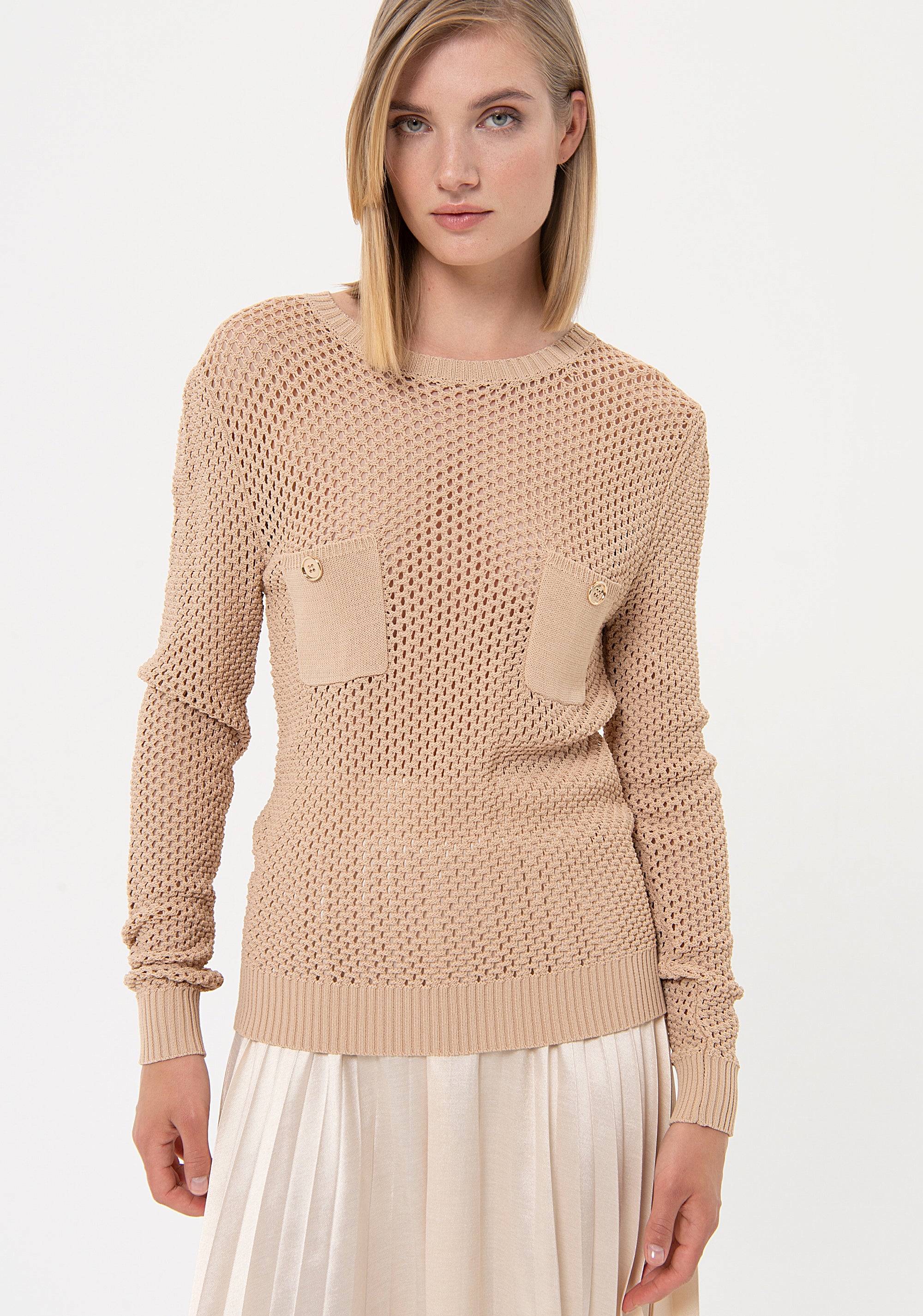 Knitwear regular fit with openwork Fracomina FR24ST7009K41601-093-1