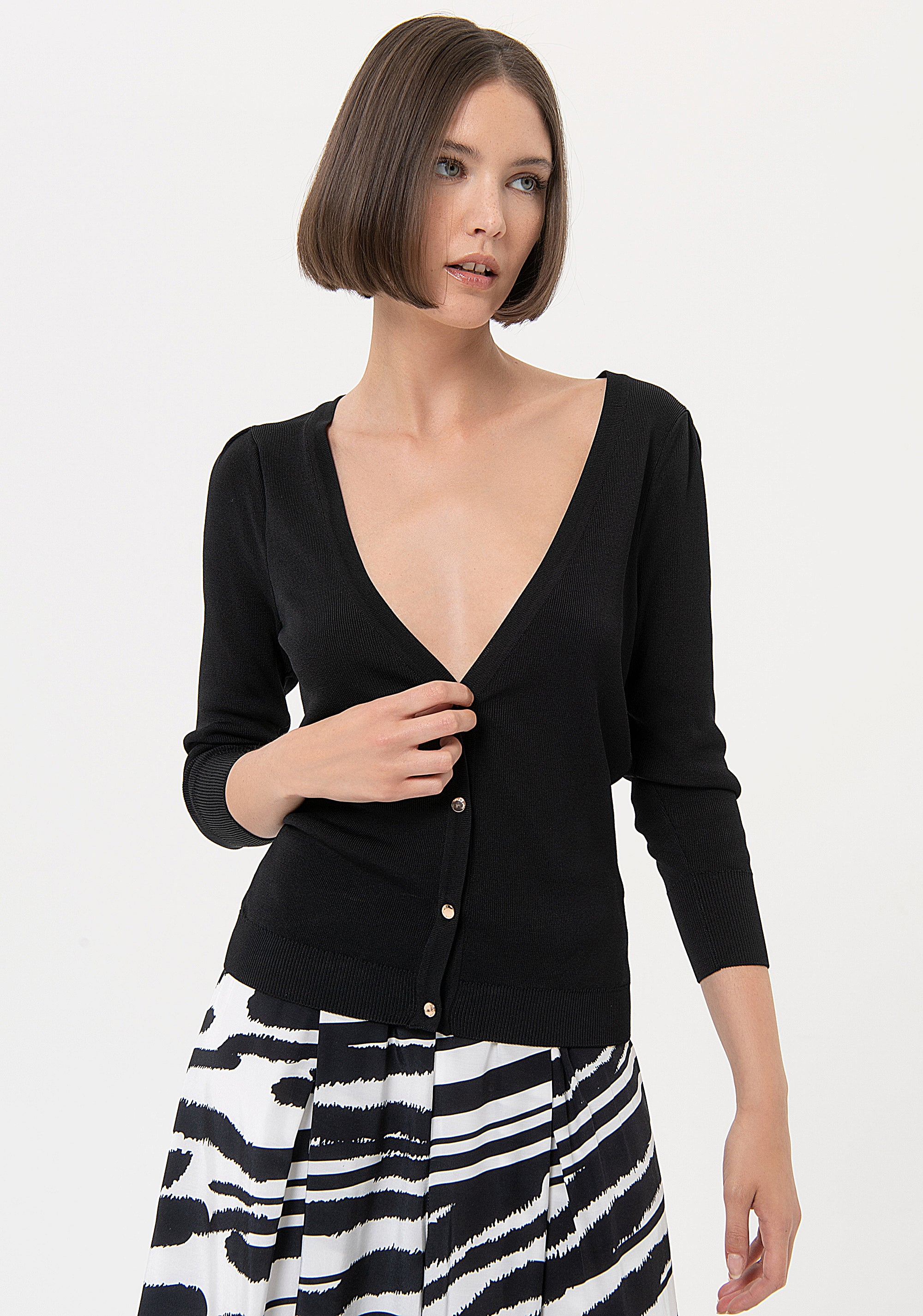 Cardigan slim fit with V-neck drop Fracomina FR24ST8003K41601-053-1