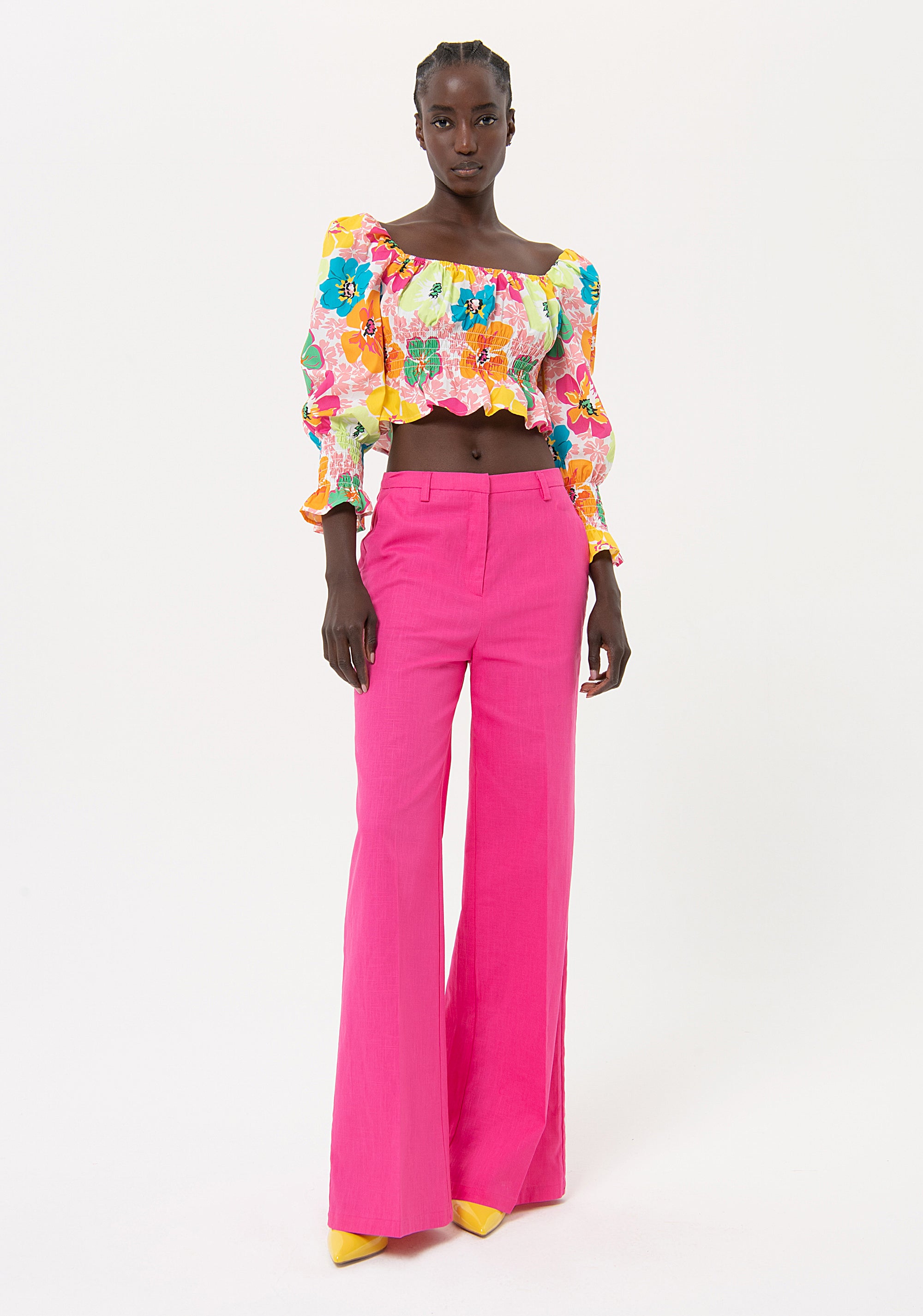 Palazzo pant flare made in cotton and linen Fracomina FR24SV3004W67101-148-1_bccbaada-bfd3-428f-bb07-9a881b513ea8