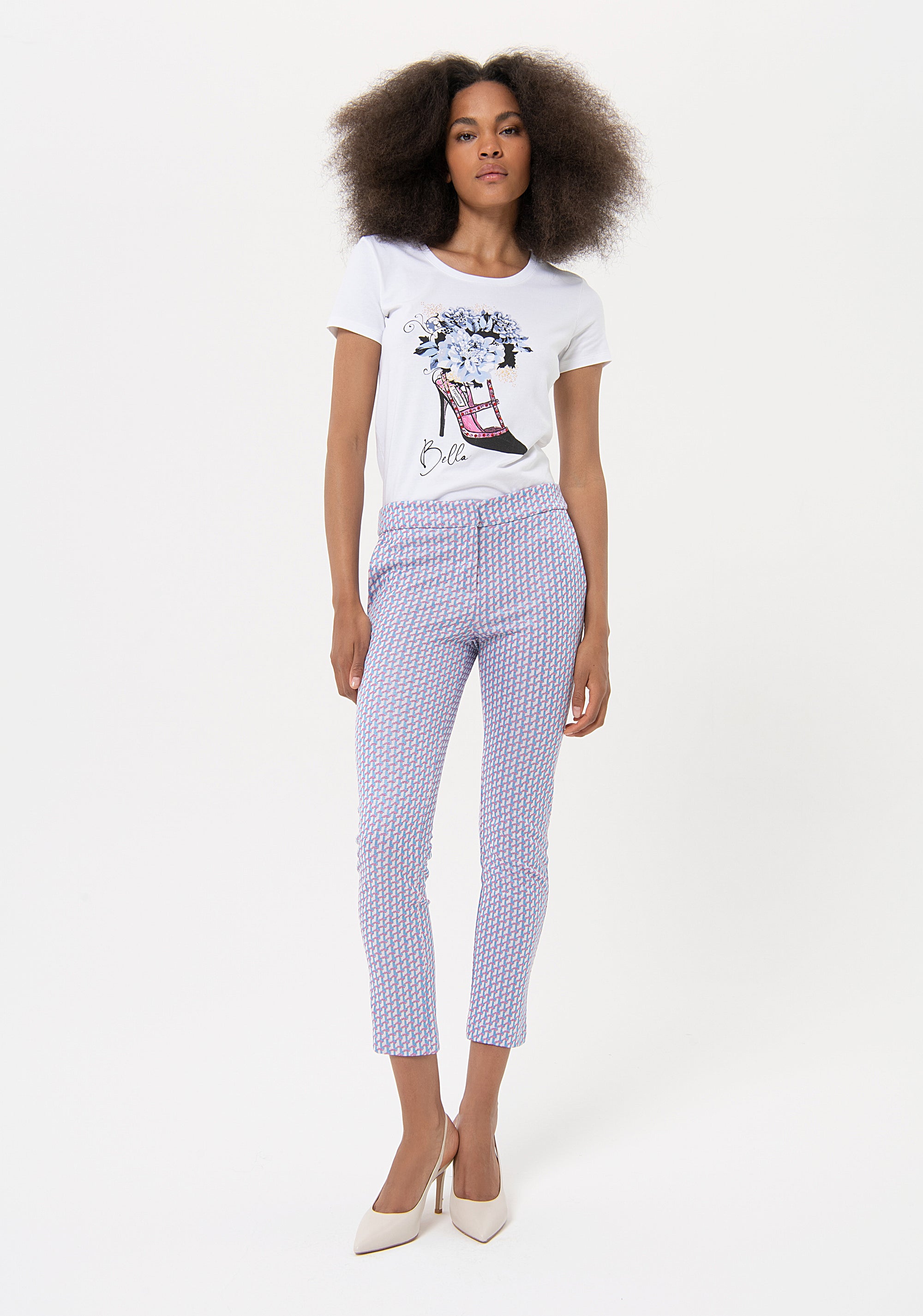 Chino pant regular fit with geometric pattern Fracomina FR24SV4005W691F8-S38-1