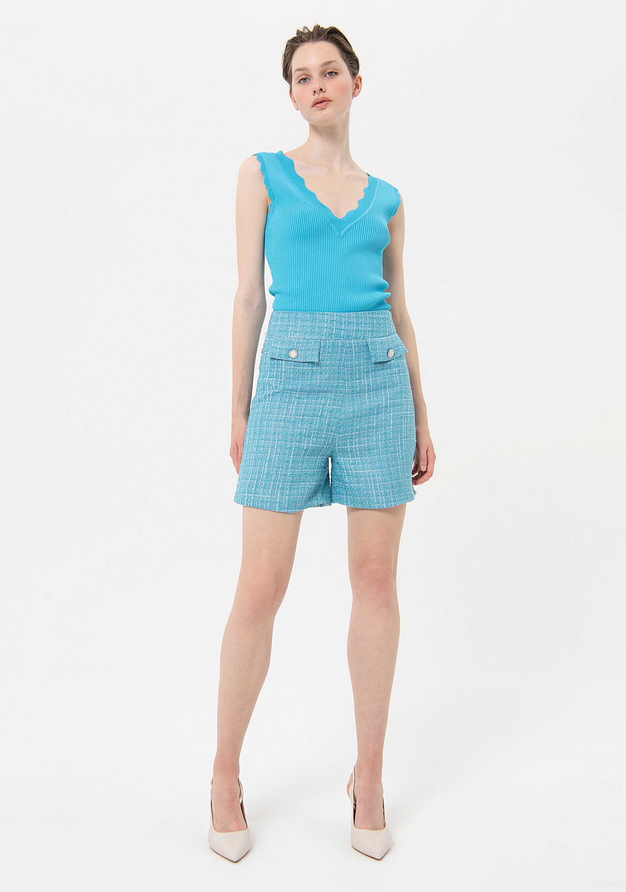 Short pant wide fit made in tweed Fracomina FR24SV6008W63301-037-1