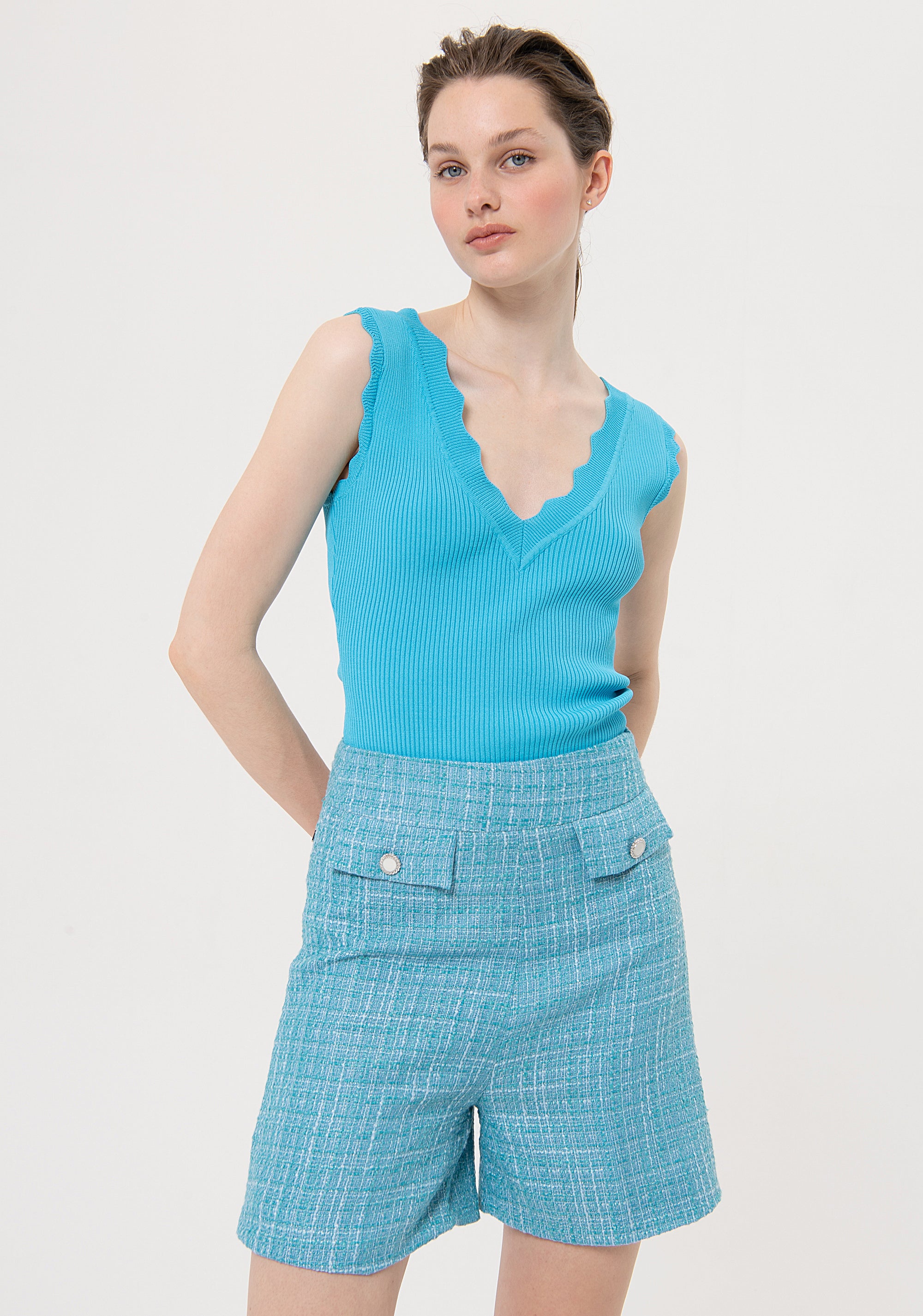 Short pant wide fit made in tweed Fracomina FR24SV6008W63301-037-2