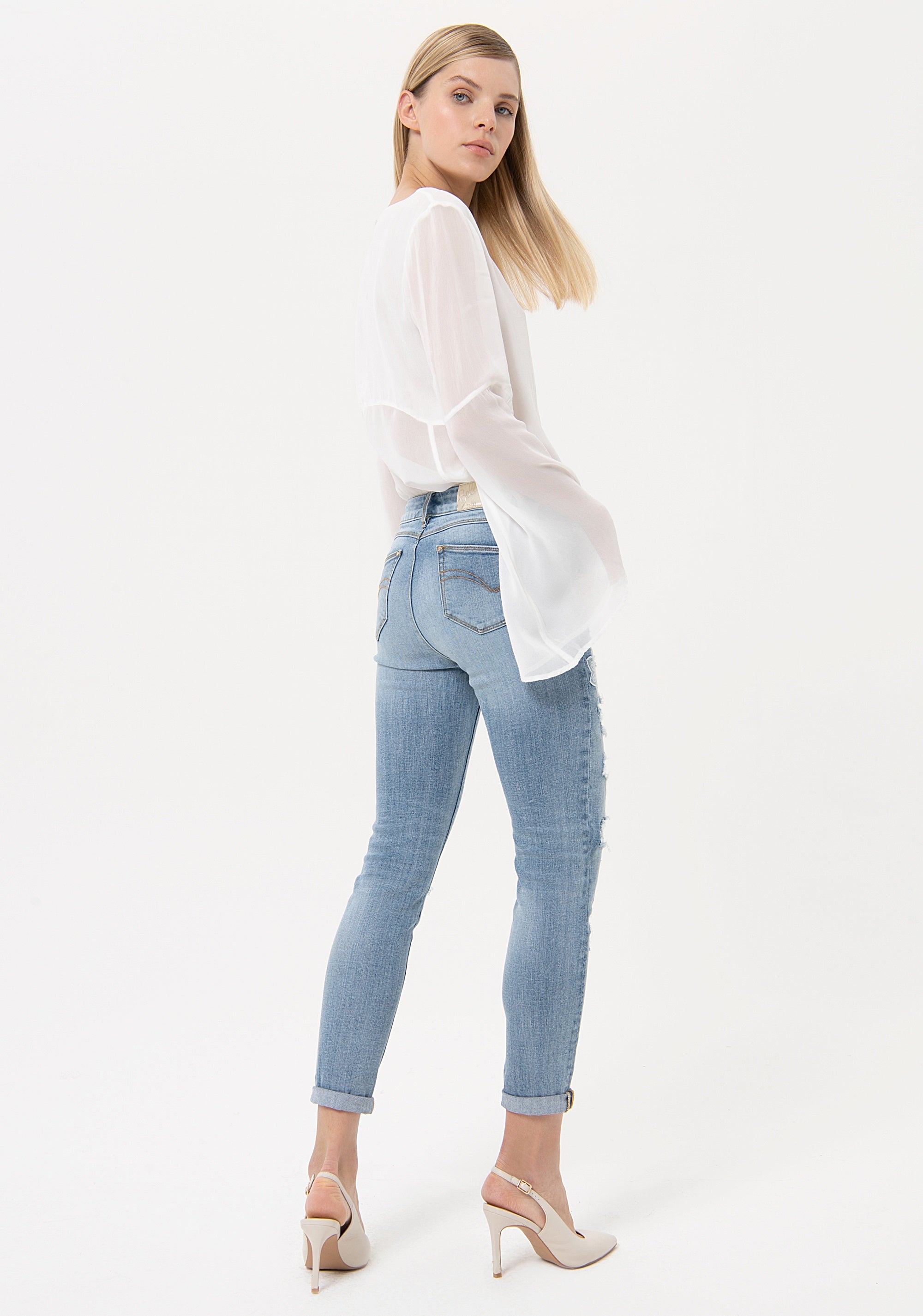 Jeans skinny fit with push-up effect made in denim with bleached wash Fracomina FR24SV8000D401E5-437-4_ff2402c6-8a01-47c2-b398-8b9491ae8139